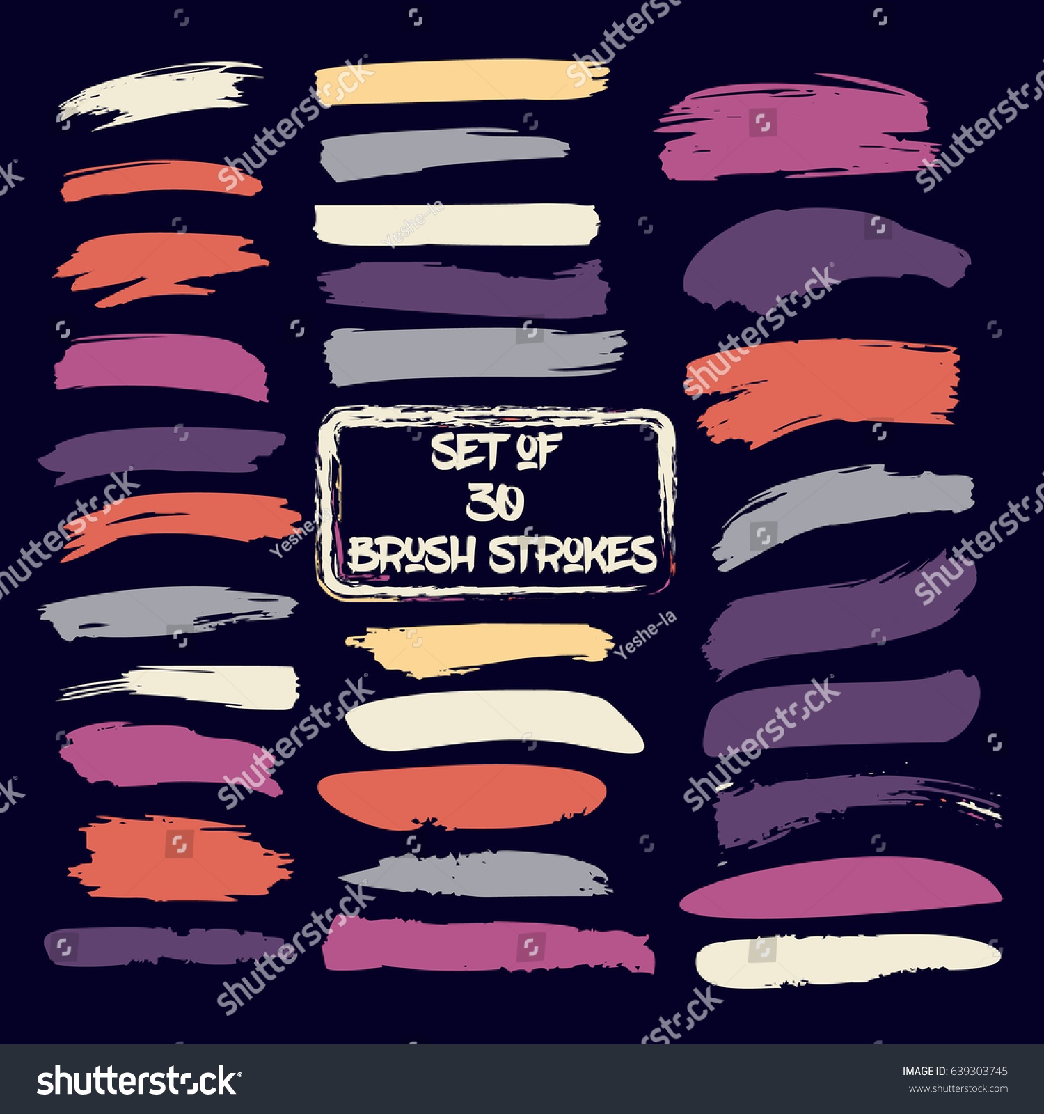 SVG of Set of thirty trendy red, yellow, purple, and pink vector brush strokes or backgrounds. Hand painted ink brush strokes, brushes, and lines. Isolated dirty grunge artistic design elements.  svg