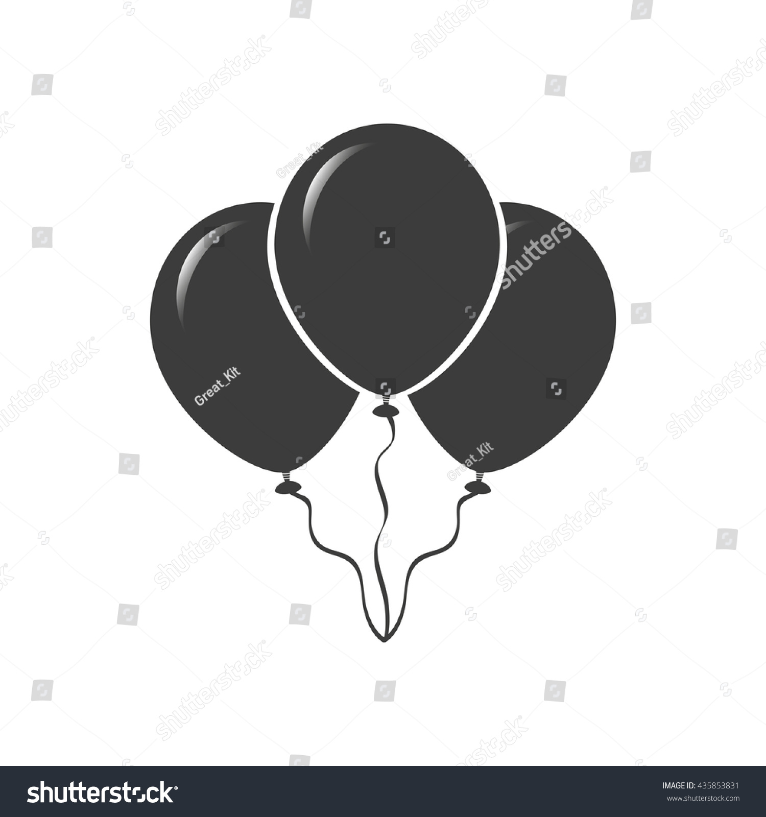 Set Three Balloons Icon Set Three Stock Vector 435853831 - Shutterstock