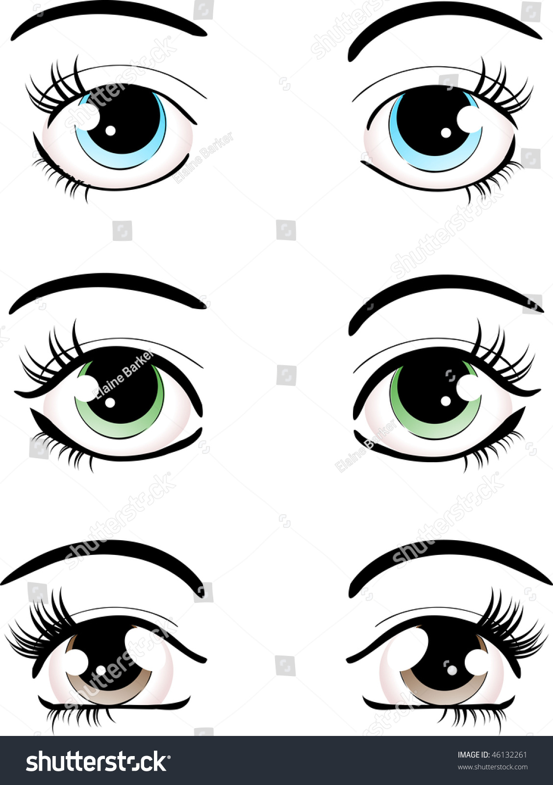 Set Of Three Different Types Of Eyes For Use As Design Aids Stock ...