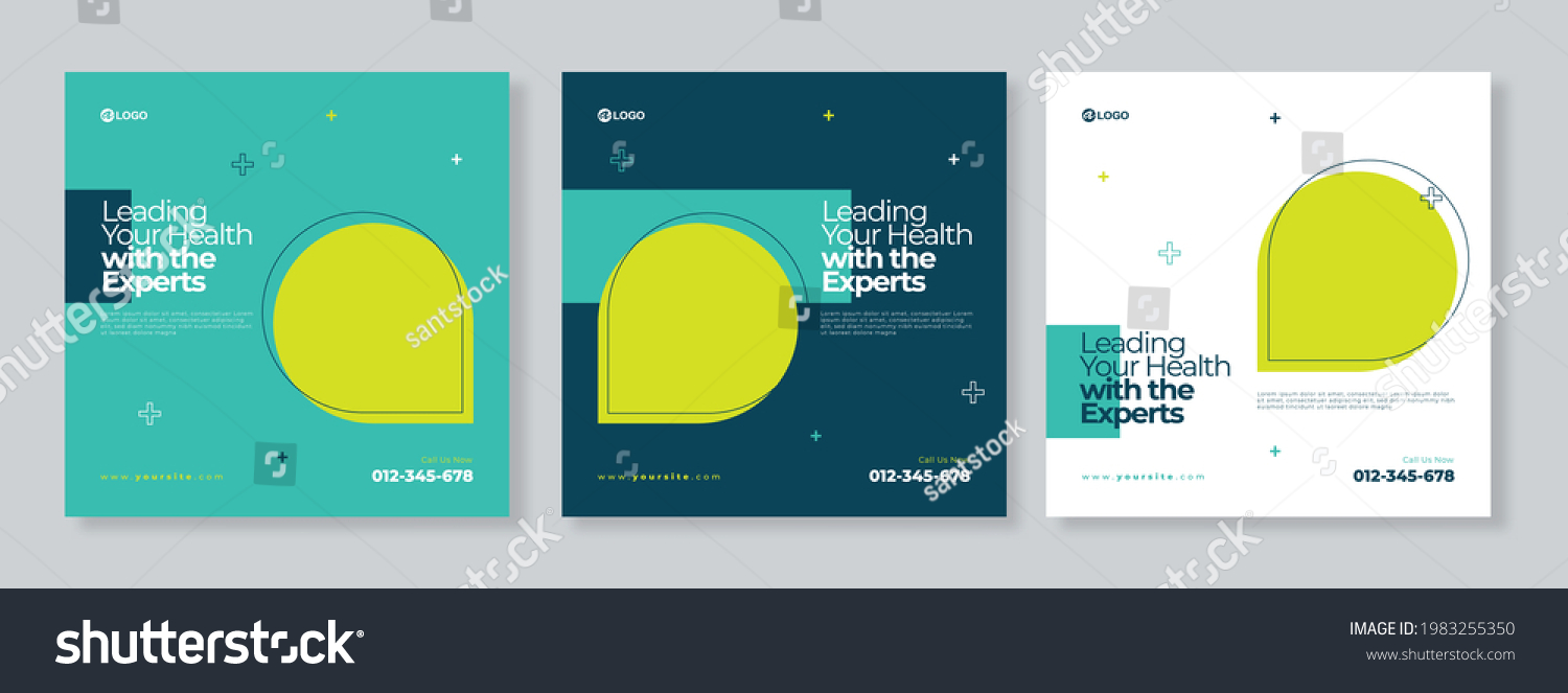 SVG of Set of three memphis geometric background of medical agency social media pack template premium vector svg