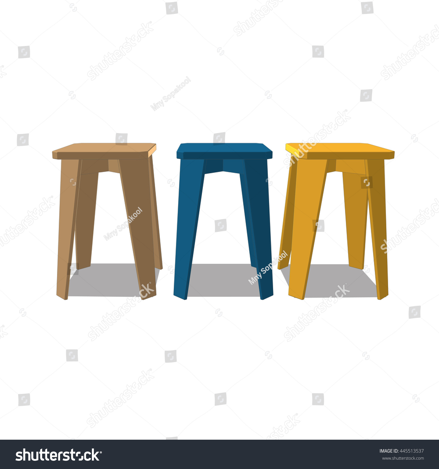 Set Three Stools Stock Vector 445513537 - Shutterstock