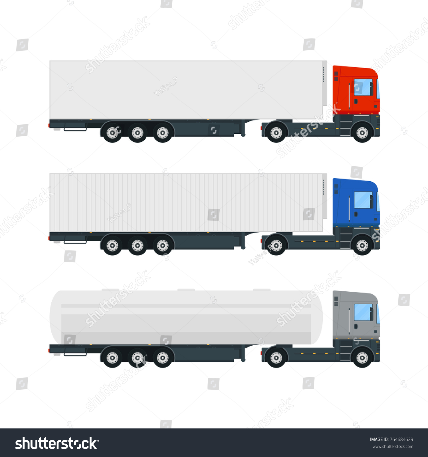 Set Three Truck Trailers Stake Body Stock Vector (Royalty Free ...