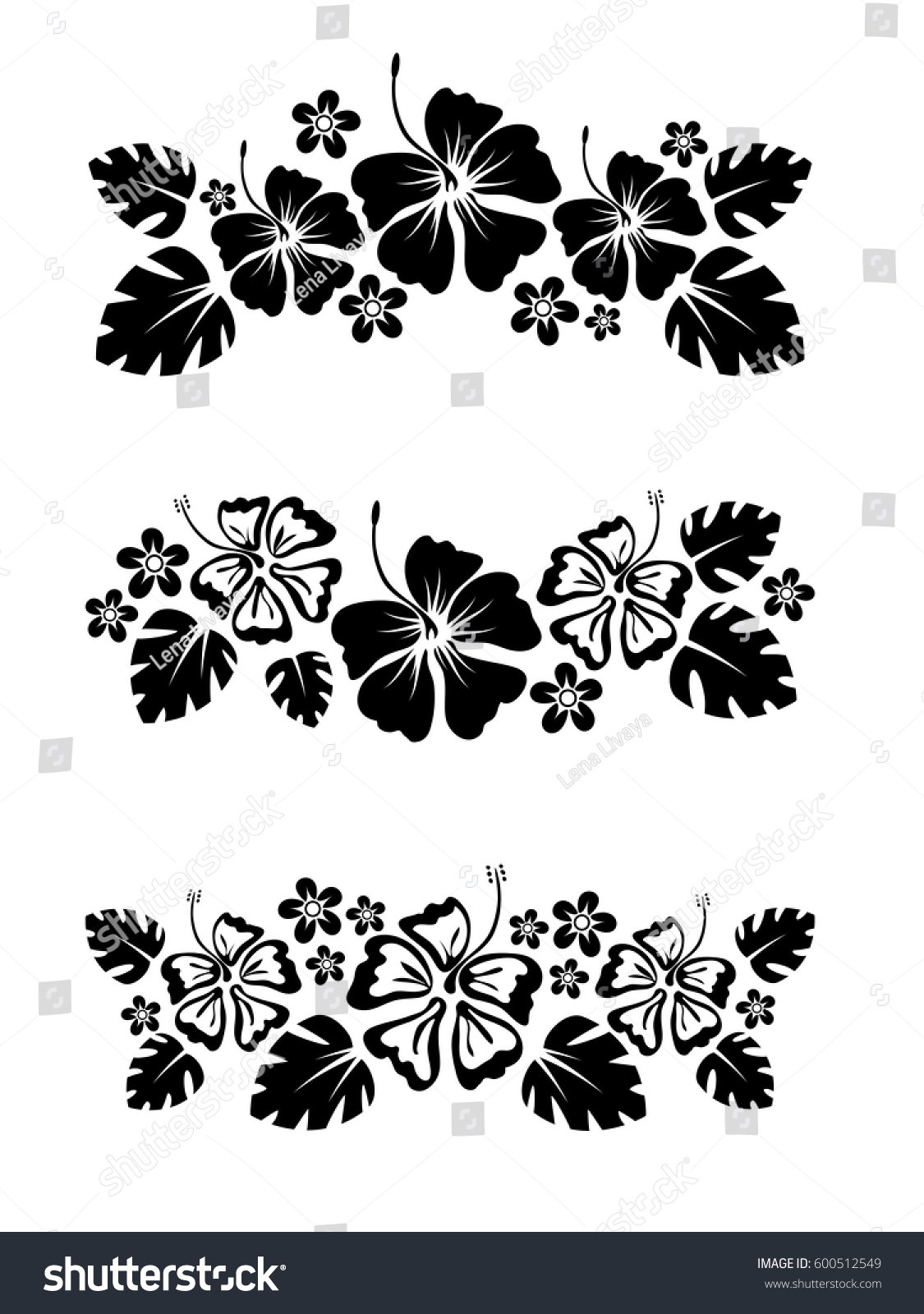 Set Three Vector Abstract Floral Border Stock Vector (Royalty Free ...