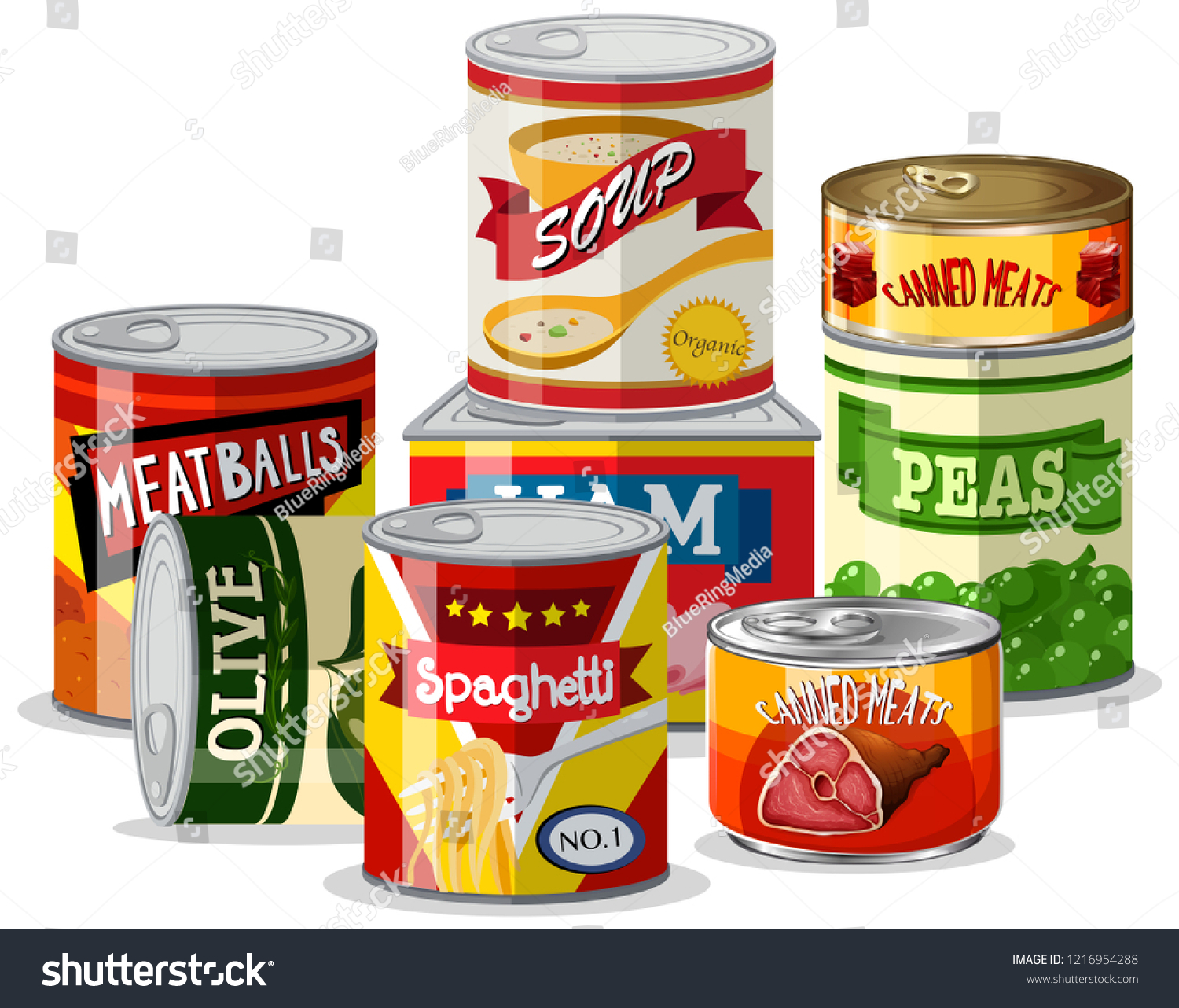 Set Tin Food Illustration Stock Vector (Royalty Free) 1216954288 ...