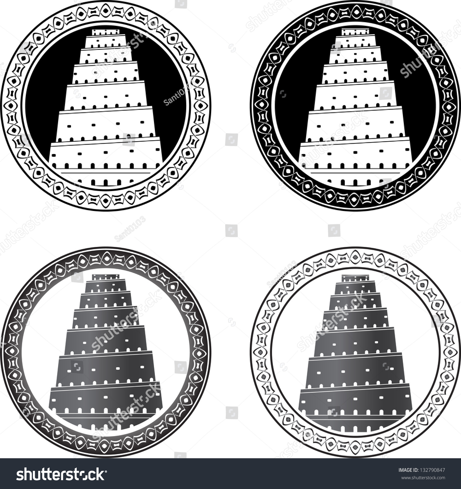 Set Towers Babel Vector Illustration Stock Vector Royalty Free 132790847