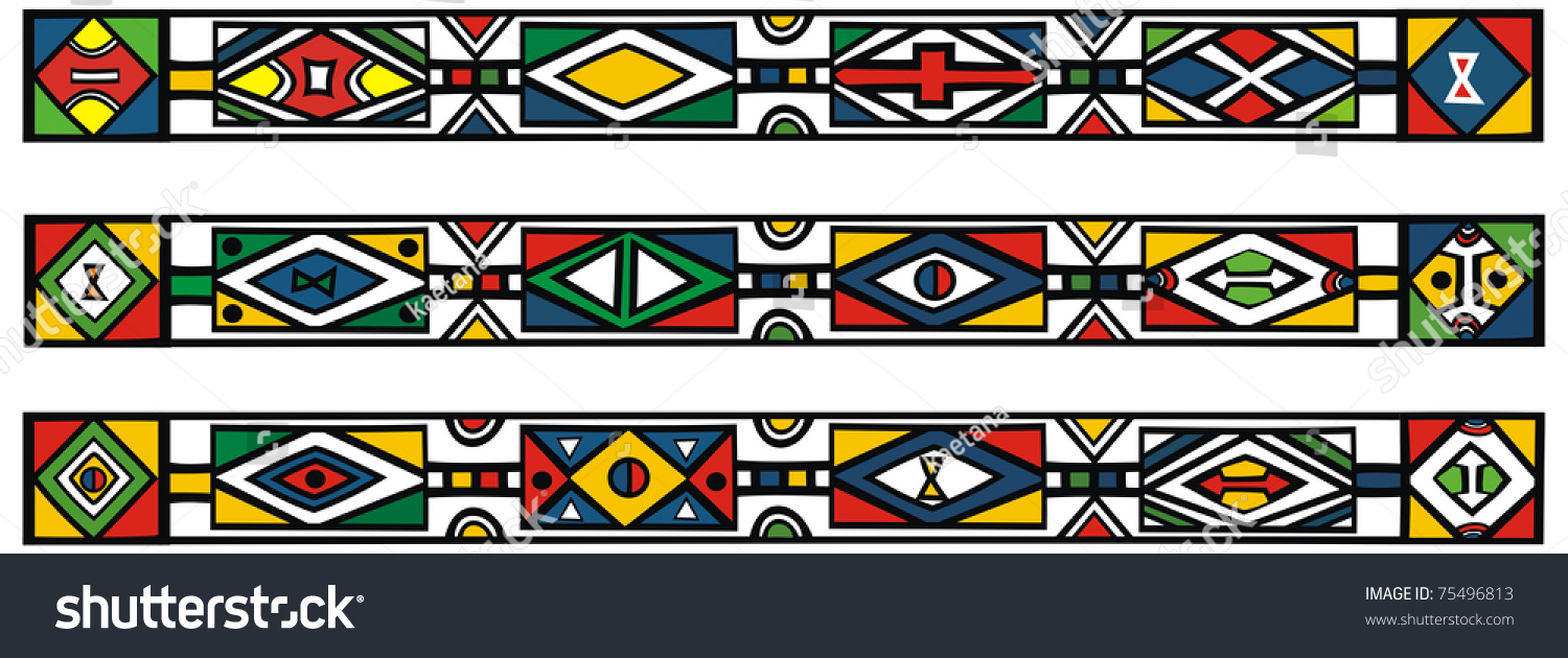 Set Traditional African Ndebele Patterns Vector Stock Vector 75496813