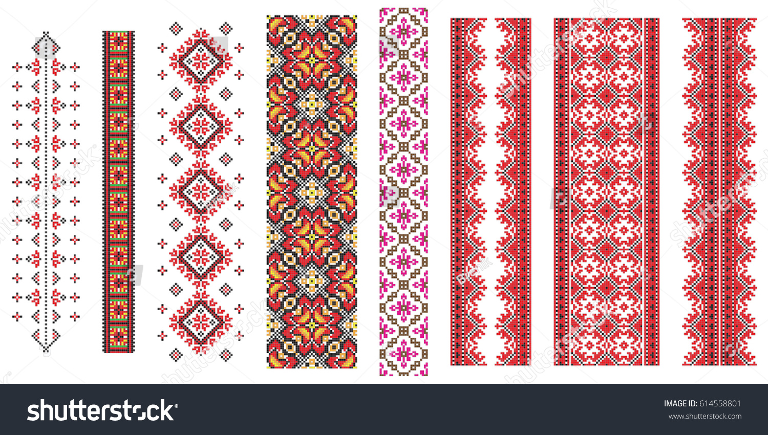 SVG of Set of  traditional Ukrainian folk art knitted embroidery pattern. svg