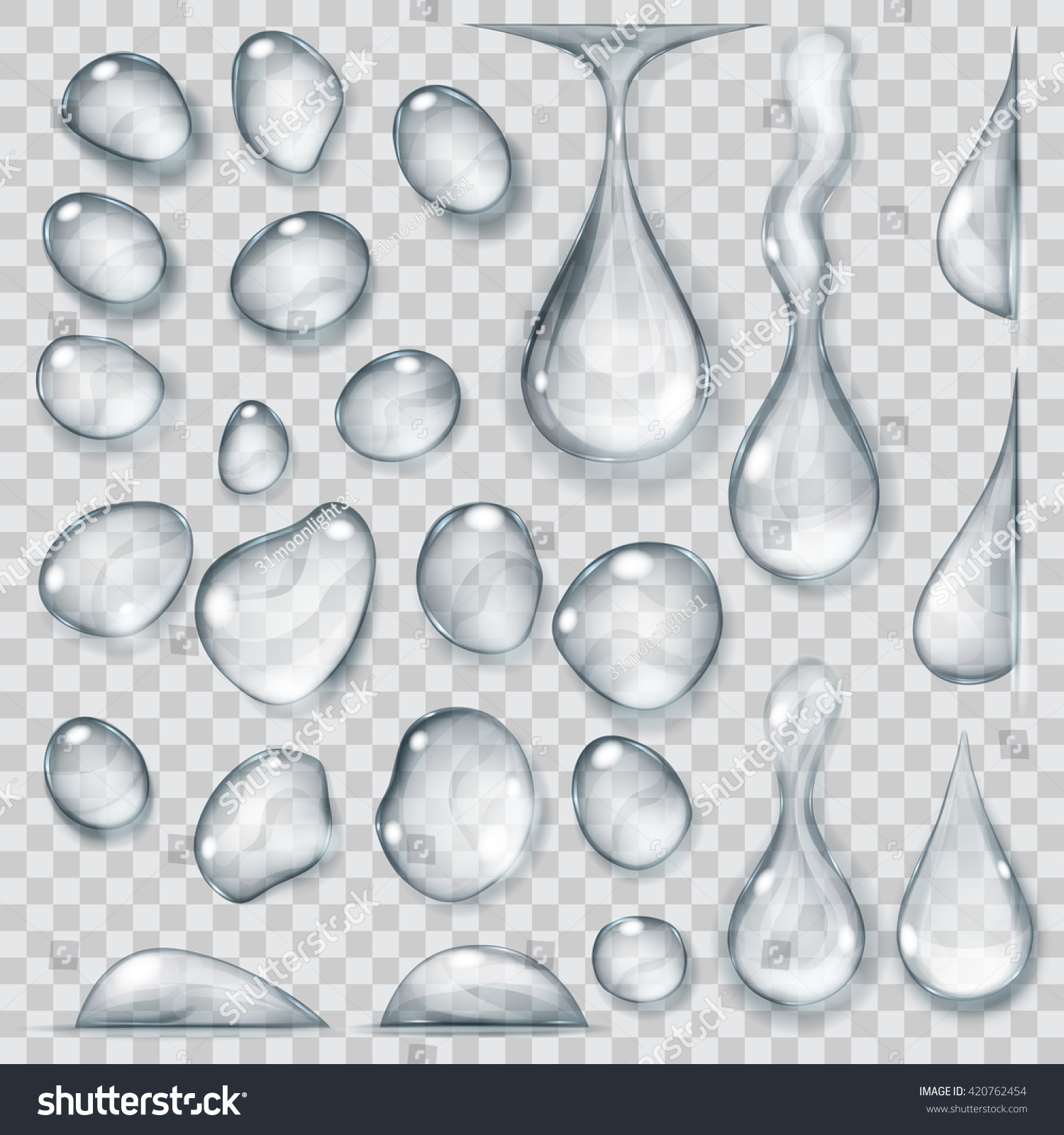 Set Transparent Drops Different Shapes Gray Stock Vector Royalty Free