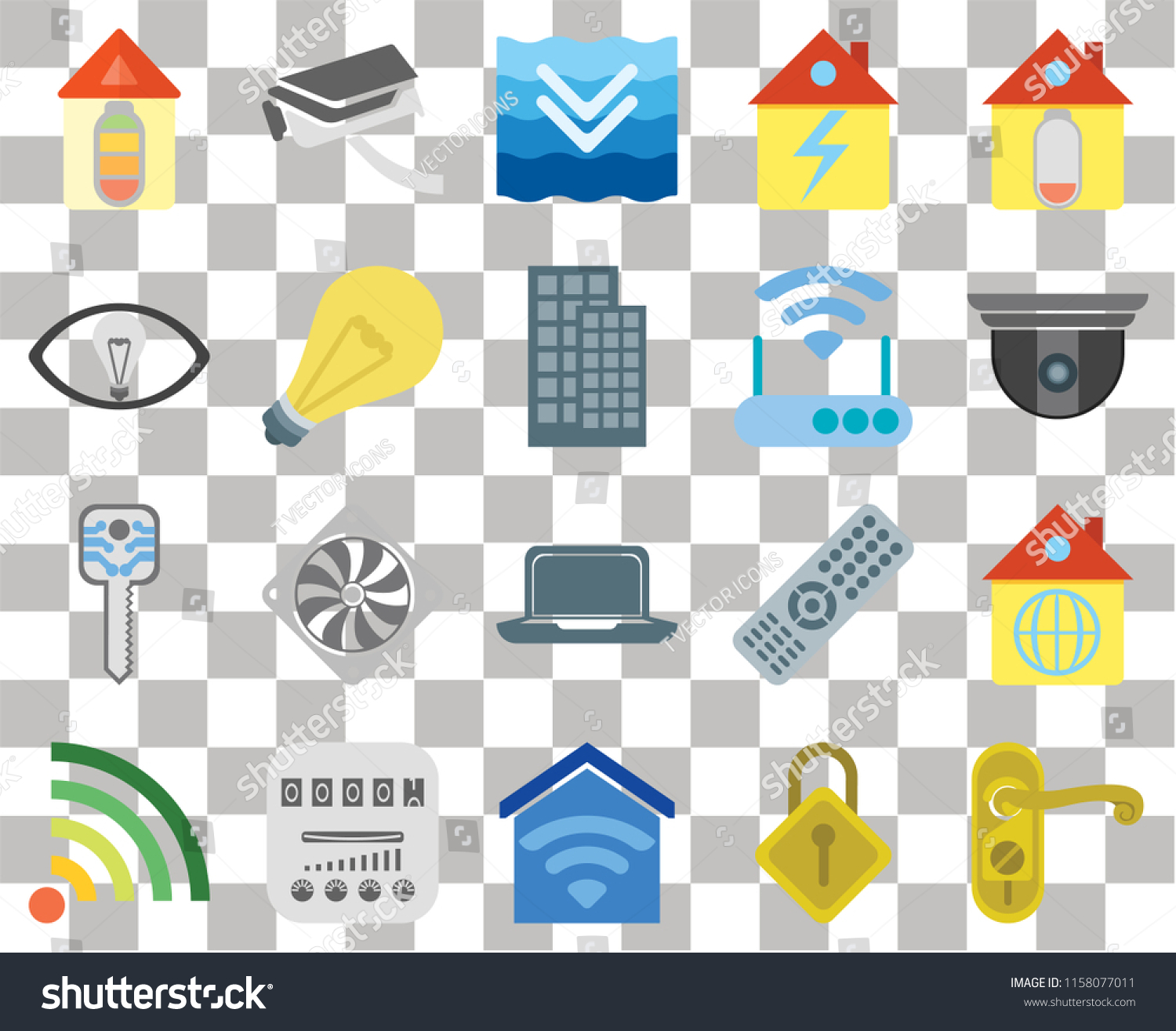 Set 20 Transparent Icons Such Doorknob Stock Vector Royalty