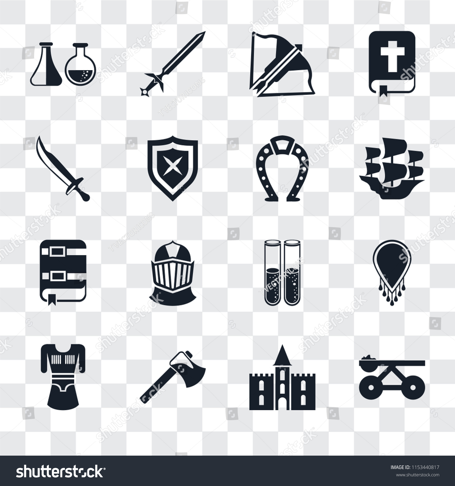 Set 16 Transparent Icons Such Trebuchet のベクター画像素材 ロイヤリティフリー