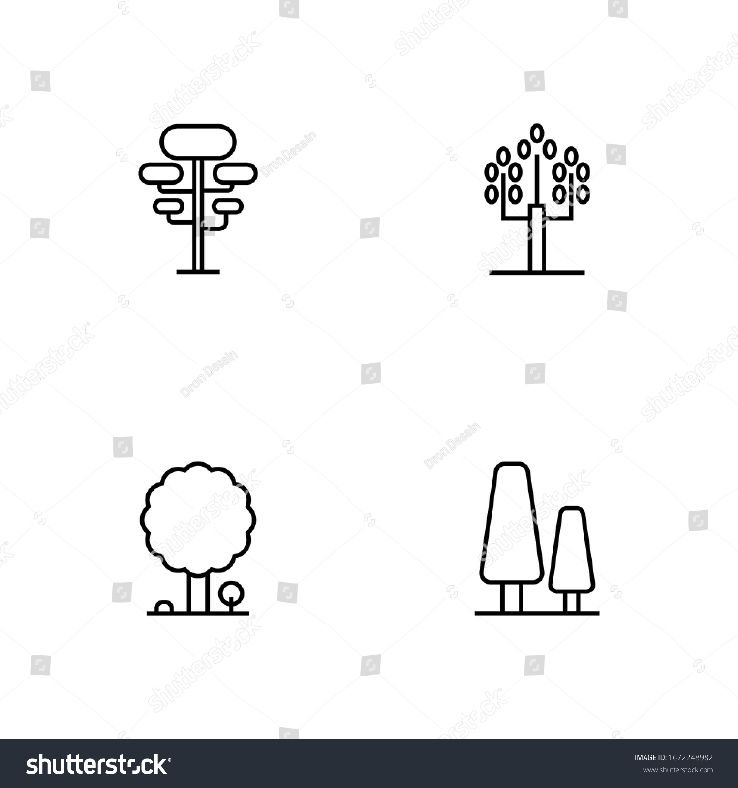 Set Tree Icons On White Background Stock Vector (Royalty Free ...