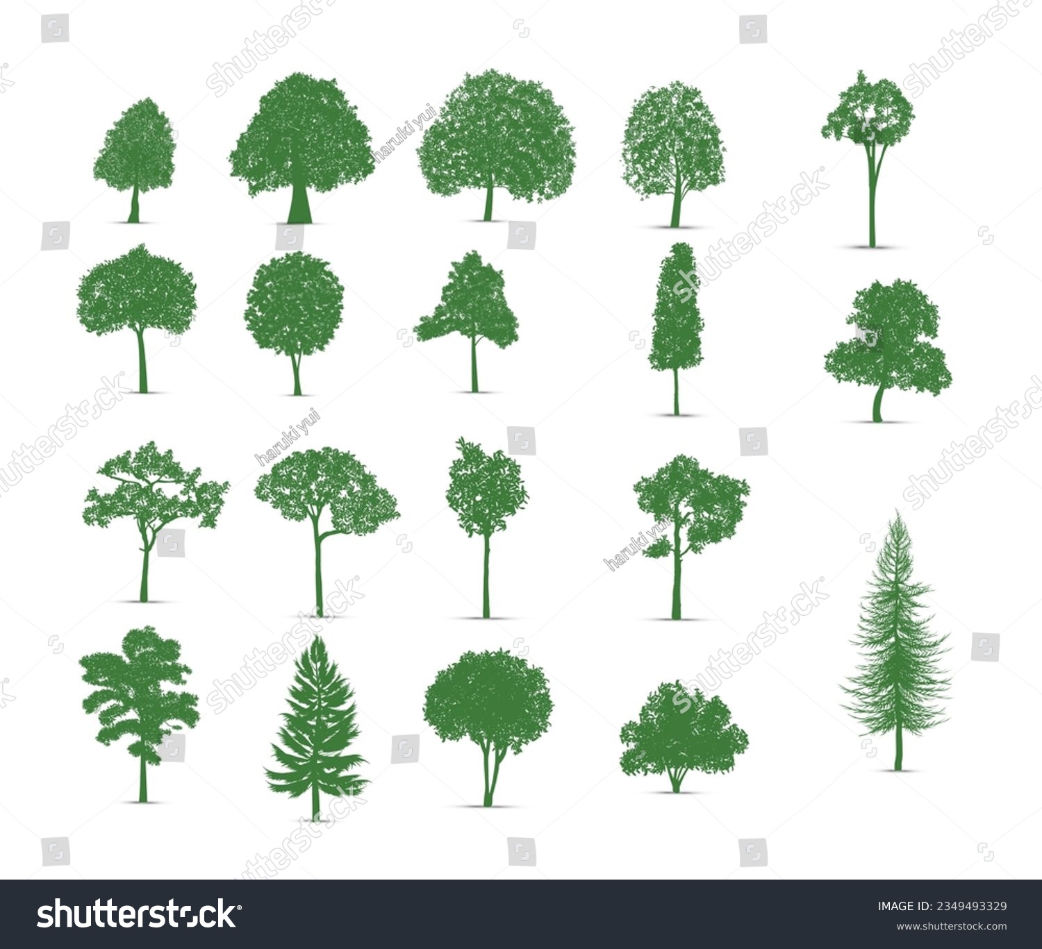 SVG of Set of tree silhouettes, vector silhouette of tree svg