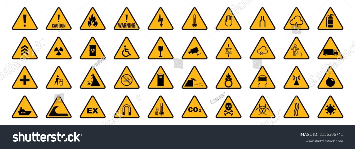 Set Triangle Yellow Warning Sign Vector Stock Vector (royalty Free 