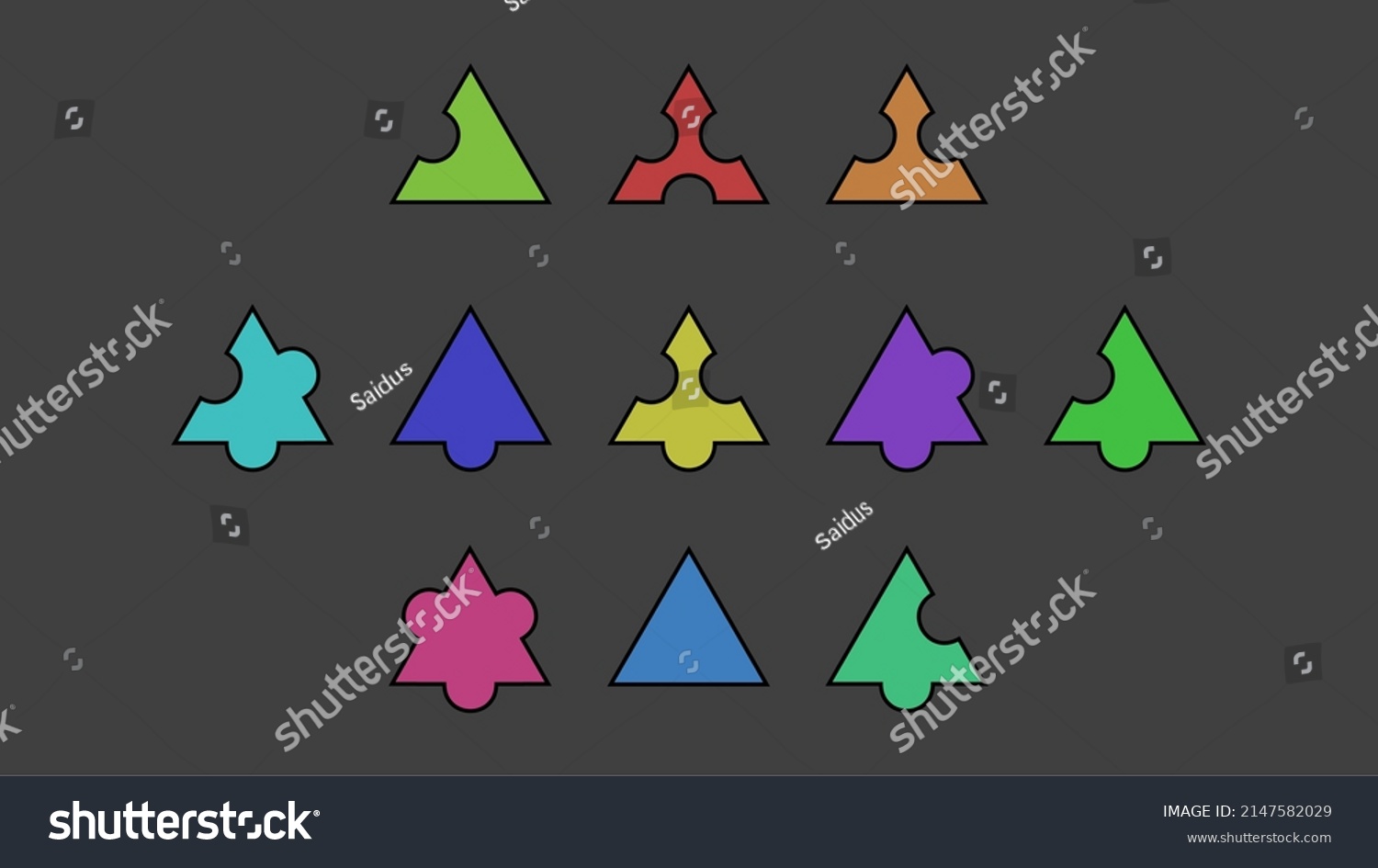 Set Triangular Puzzle Pieces Background Stock Vector (Royalty Free ...