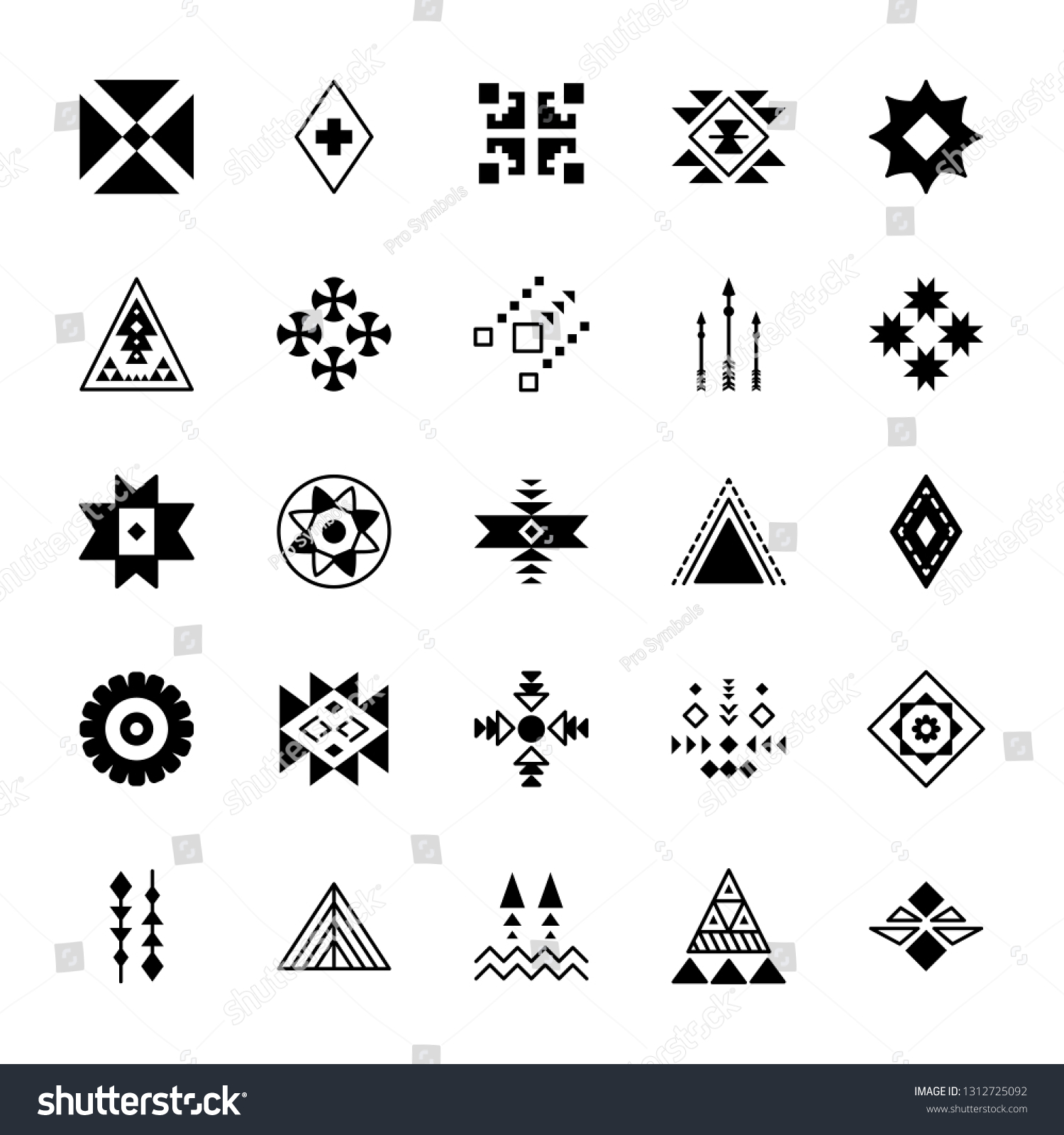 Set Tribal Icons Collection Stock Vector (Royalty Free) 1312725092 ...