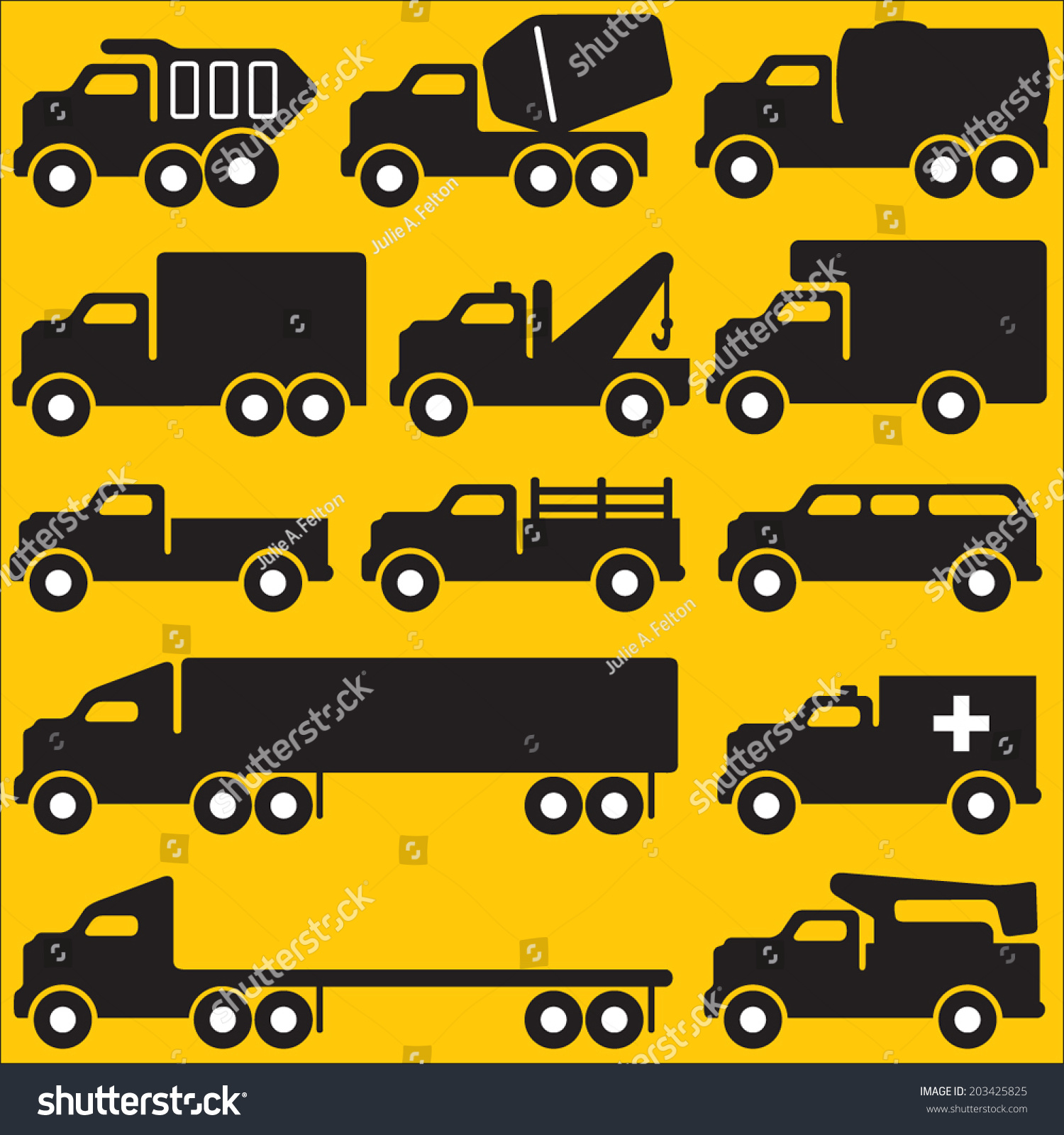 Set Of Trucks Stock Vector 203425825 : Shutterstock