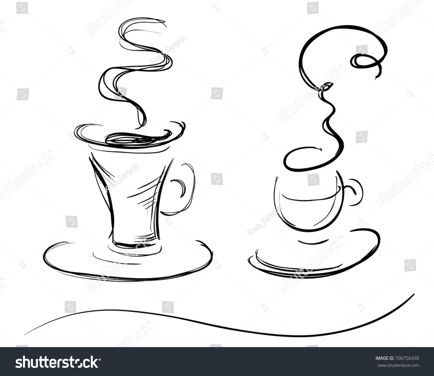 Set Two Black White Coffee Cups Stock Image Download Now