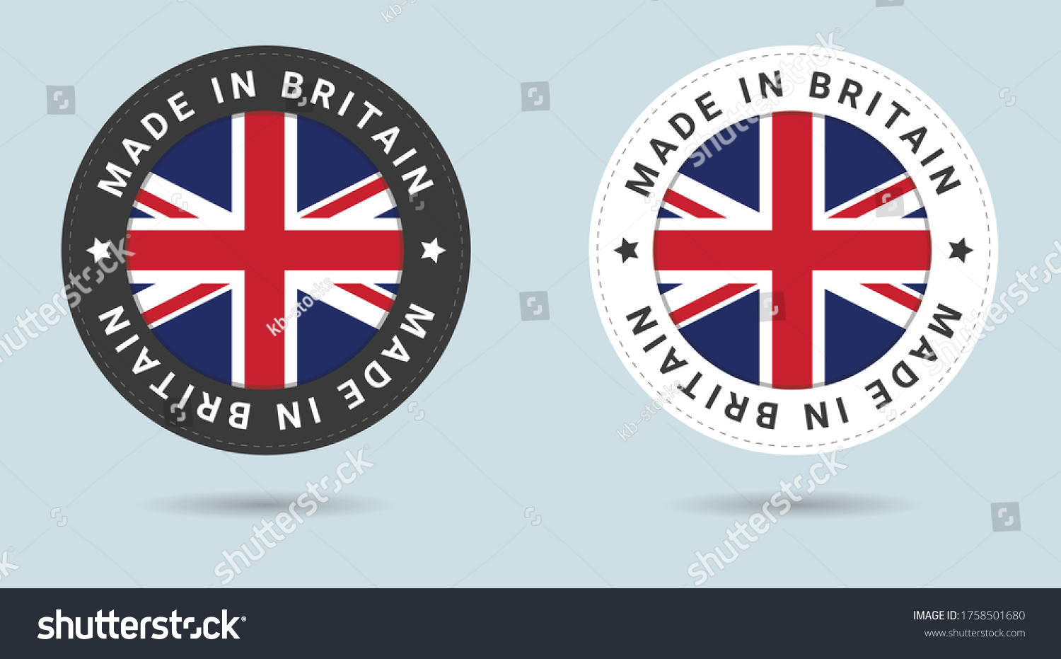 SVG of Set of two British stickers. Made in Britain. Simple icons with flags. svg