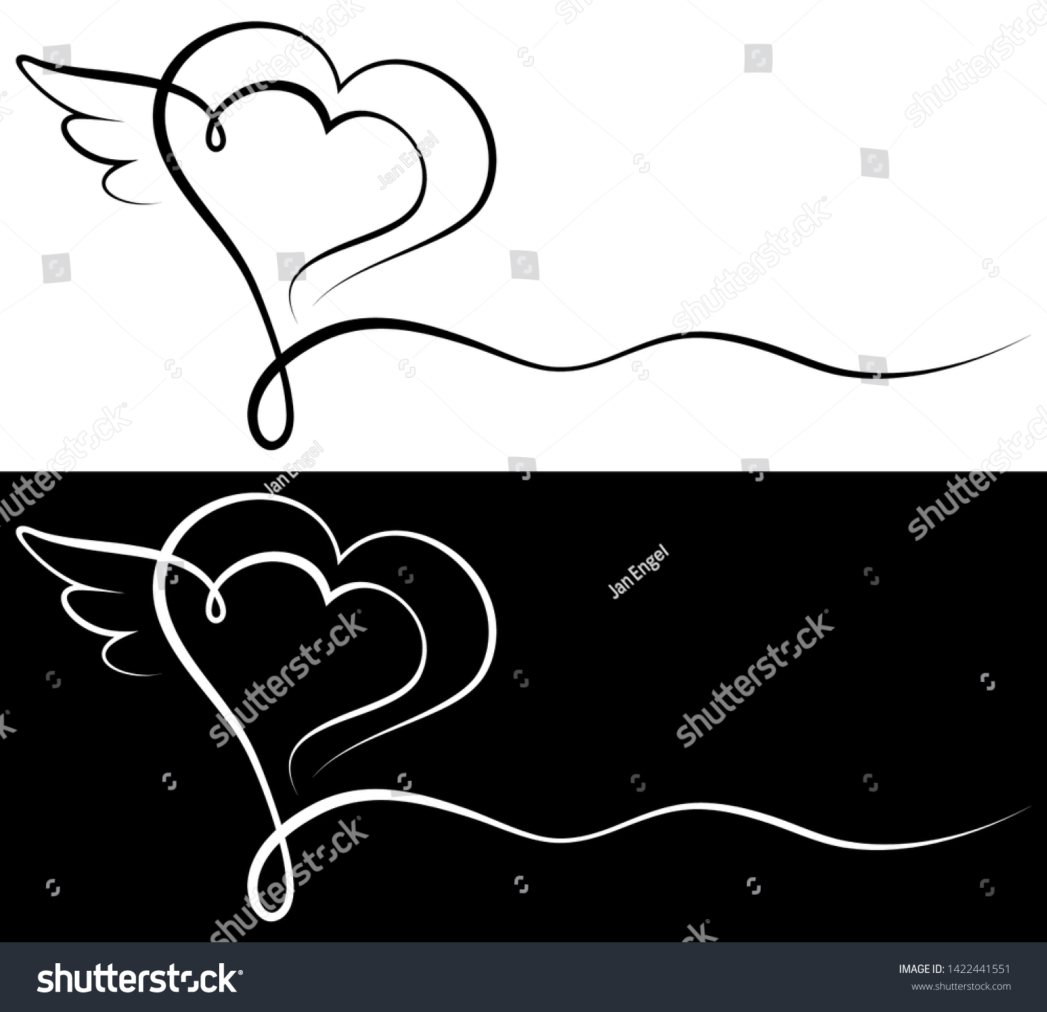 SVG of Set Of Two Condolence Cards Heart With Wing Black And White svg
