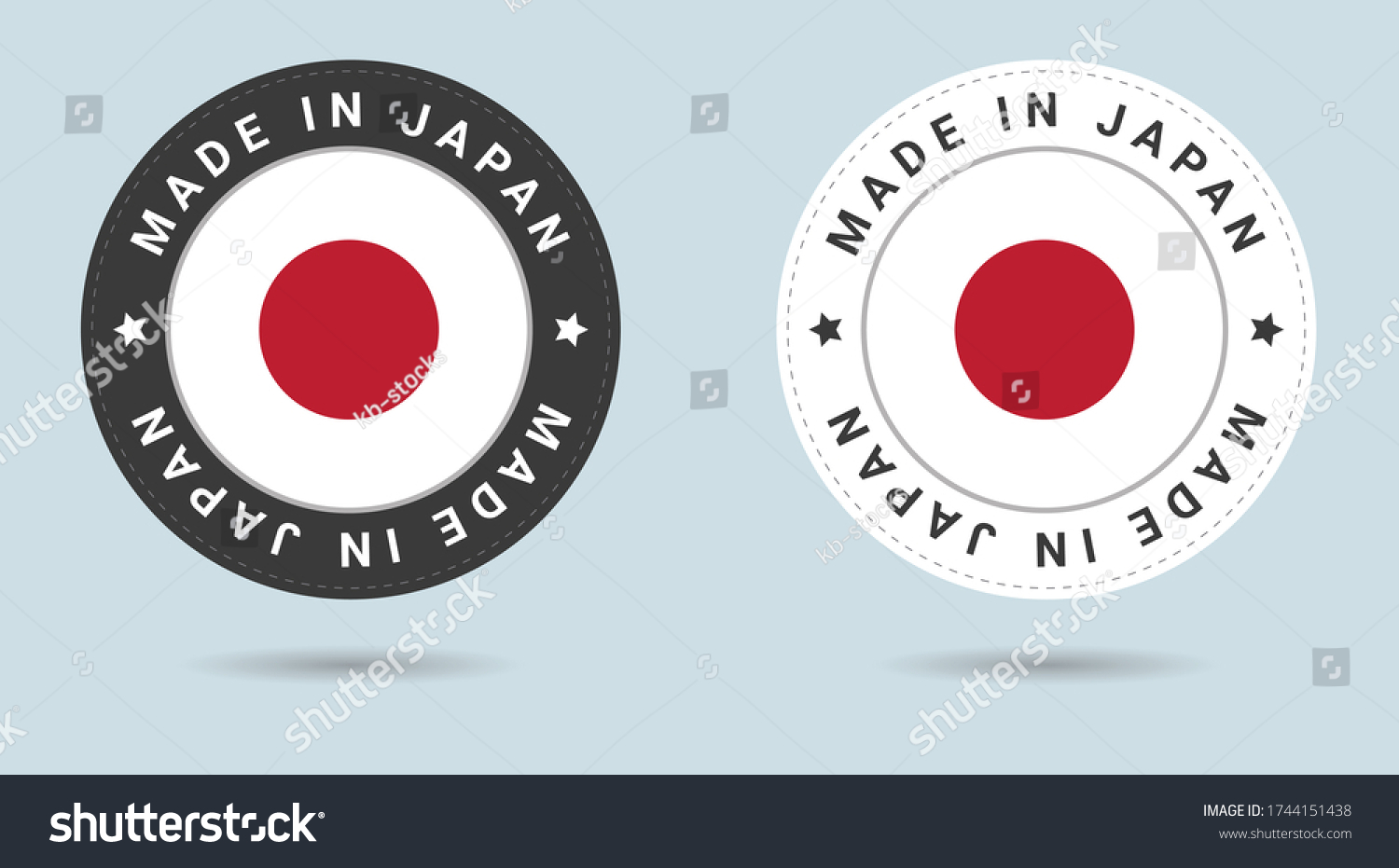 Set Two Japanese Stickers Made Japan Stock Vector (Royalty Free) 1744151438