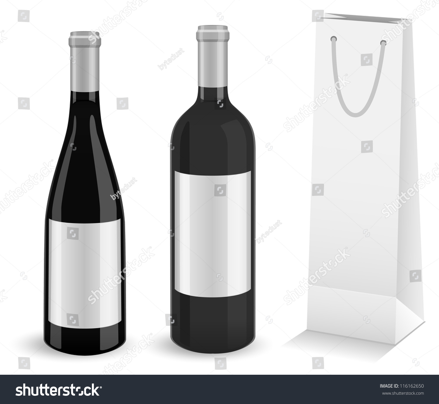 Download Set Two Mockup Wine Bottles Bottle Stock Vector 116162650 ...