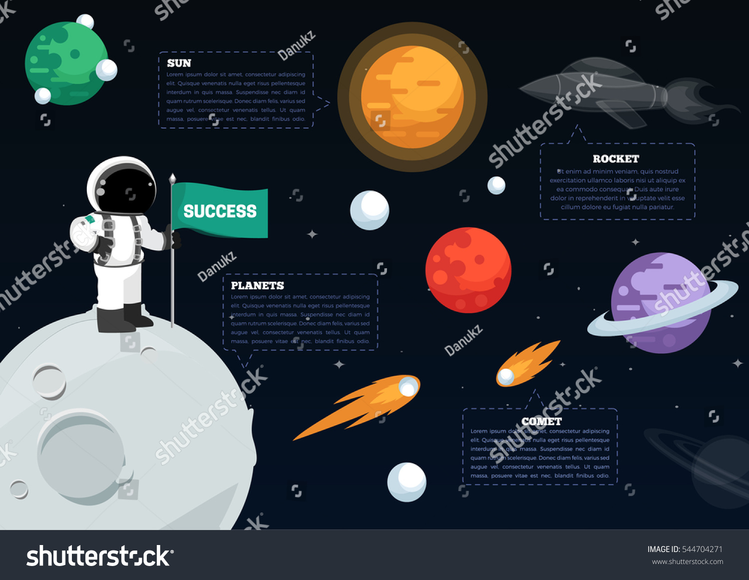 Set Universe Infographics Solar System Planets Stock Vector