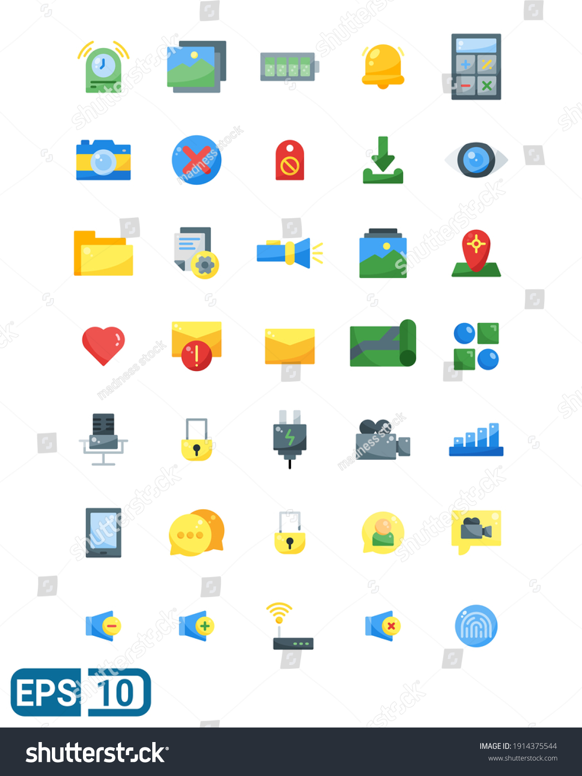 Set User Interface Icons Flat Style Stock Vector (royalty Free 