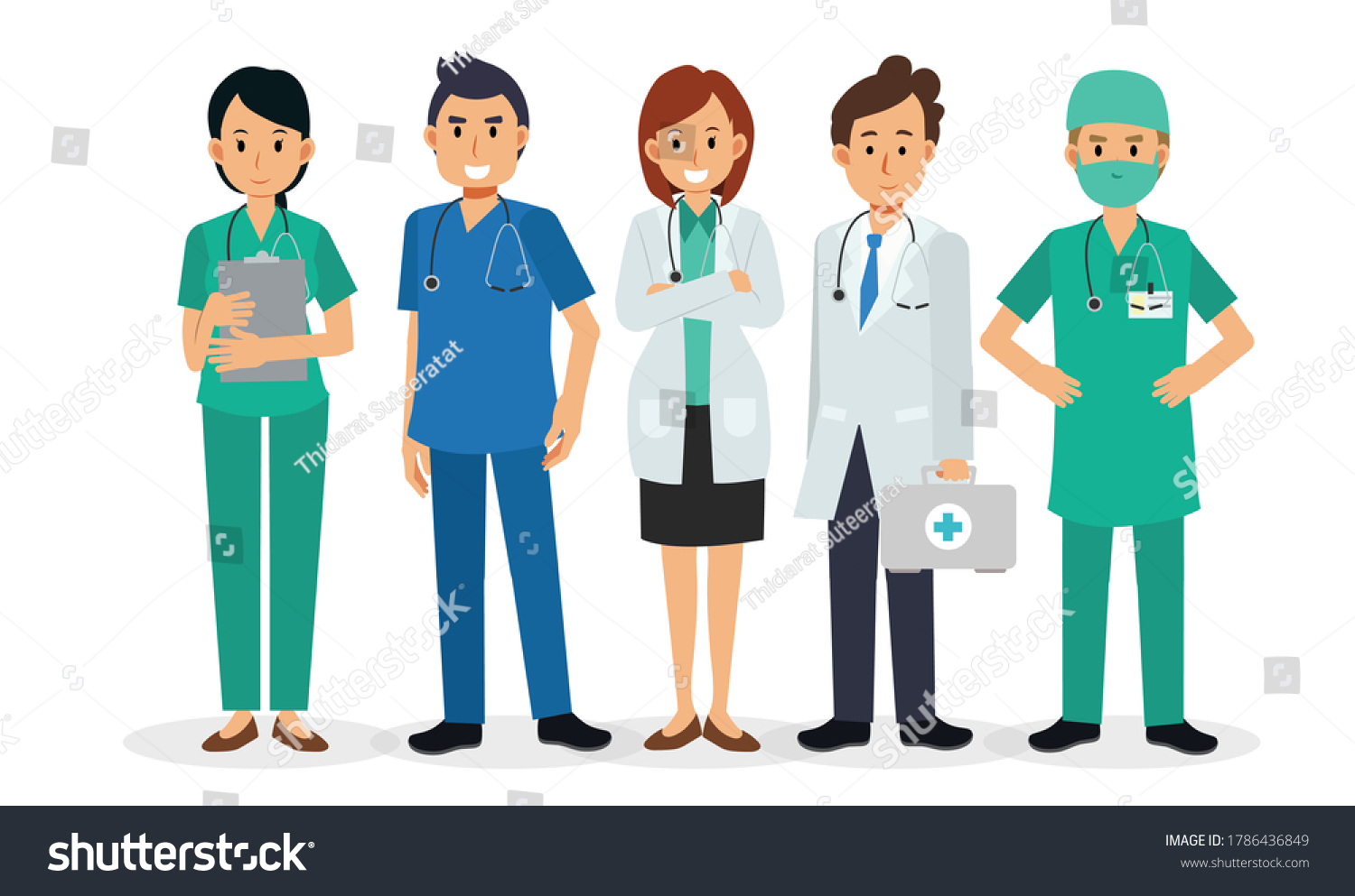 Set Variety Doctor Cartoon Characters Medical Stock Vector (Royalty ...