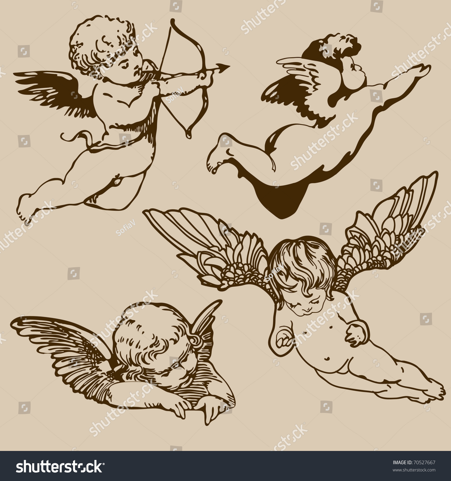 Set Of Various Angels Or Cupids Isolated Stock Vector Illustration 70527667 Shutterstock 1804