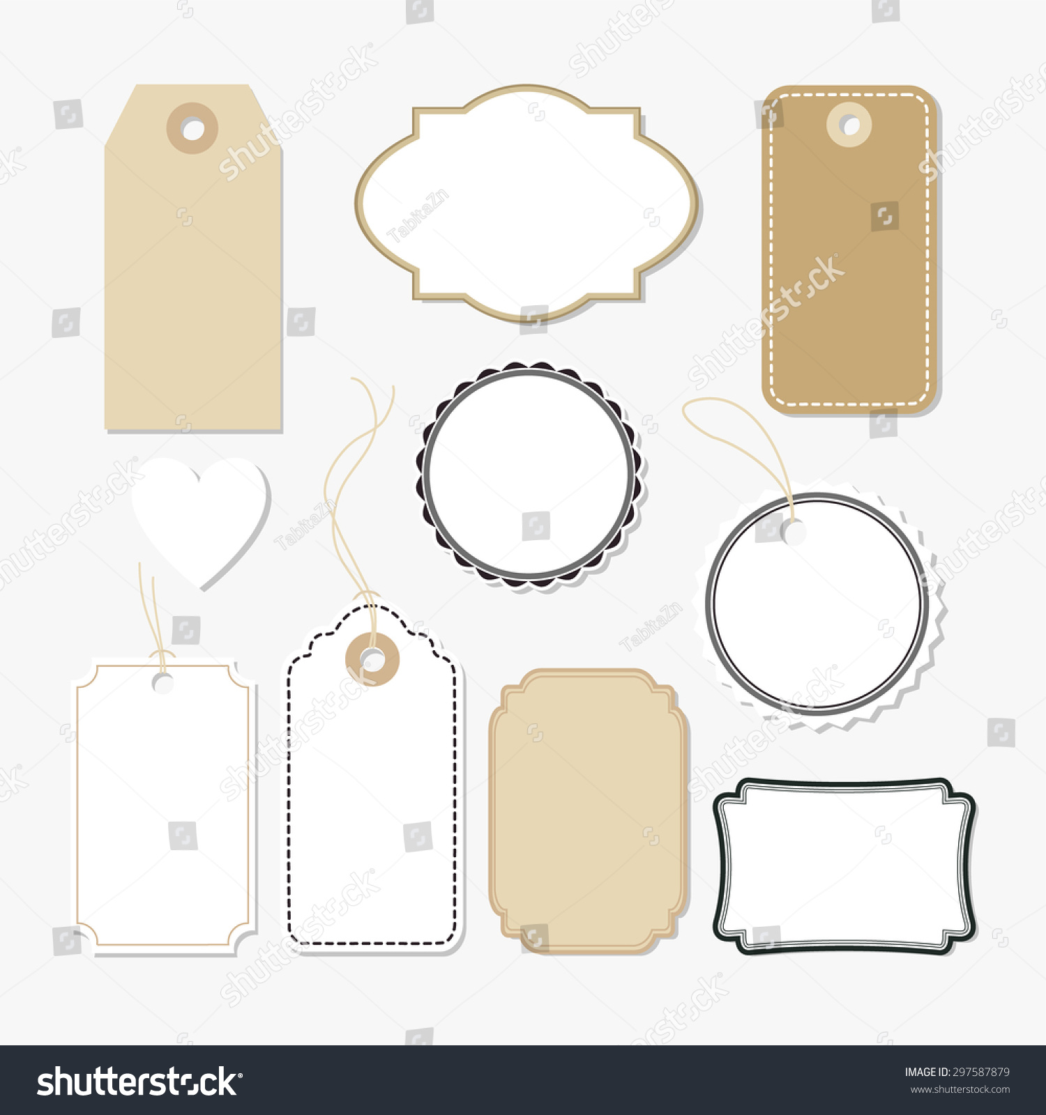 Set Of Various Blank Paper Tags, Labels, Isolated Vector Elements, Flat ...