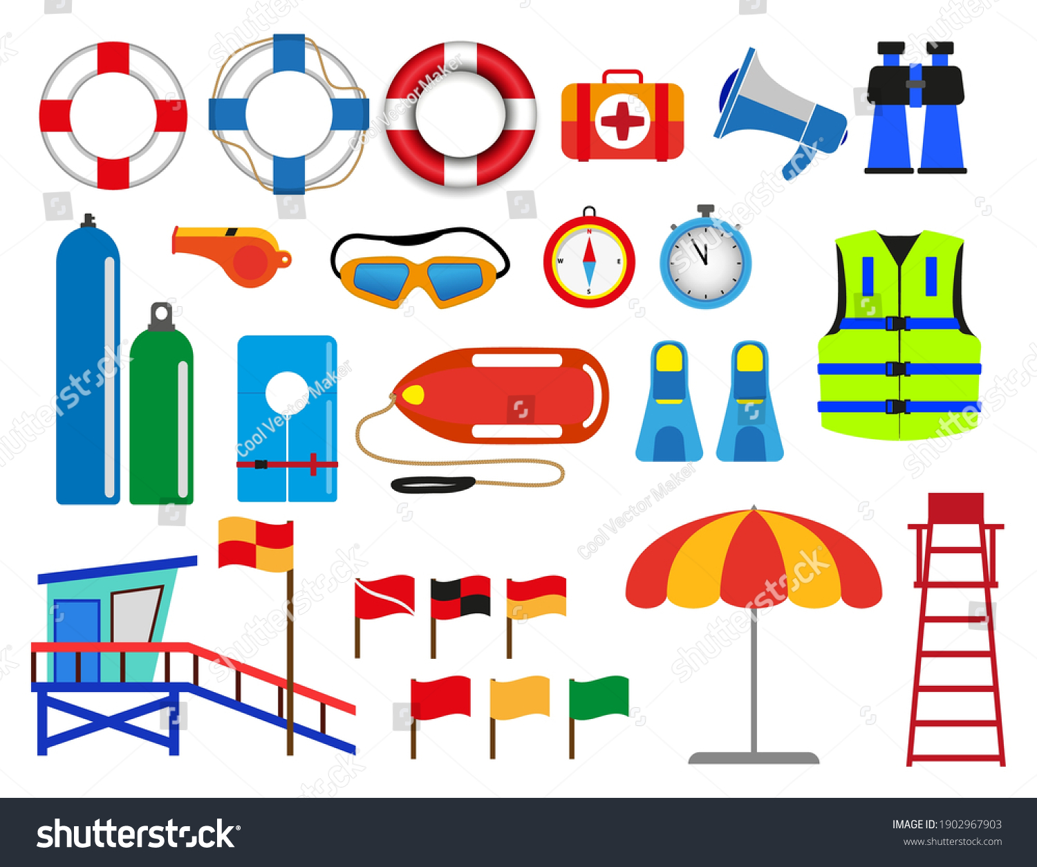 Set Various Lifebuoy Isolated Lifeguard Rescue Stock Vector (royalty 