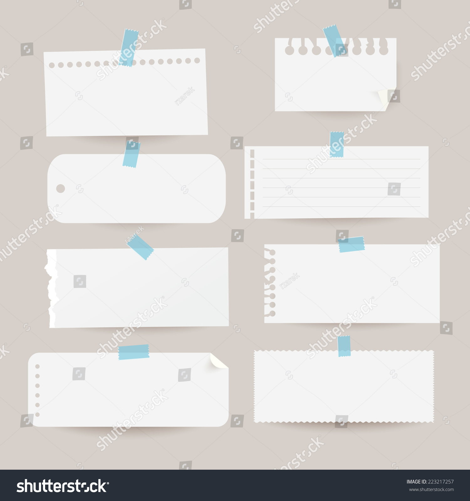 Set Of Various Note Papers. Vector Illustration. - 223217257 : Shutterstock