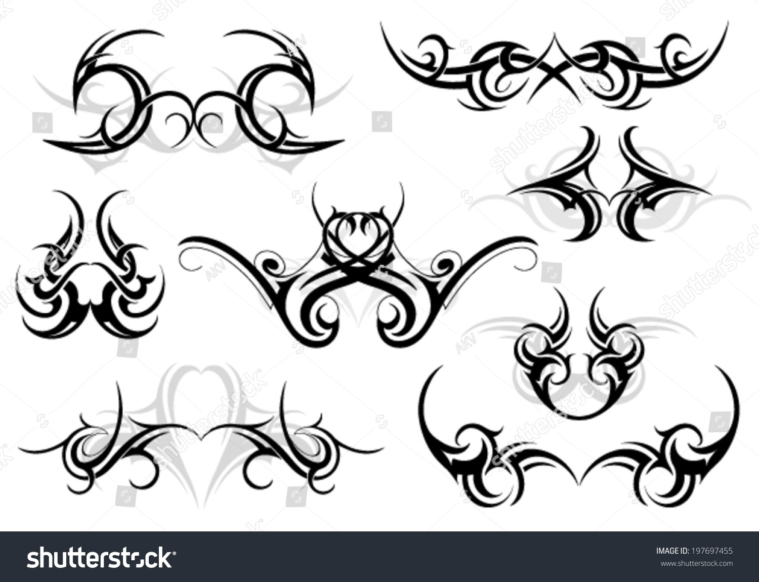 Set Various Tattoo Shapes Tribal Art Stock Vector (Royalty Free