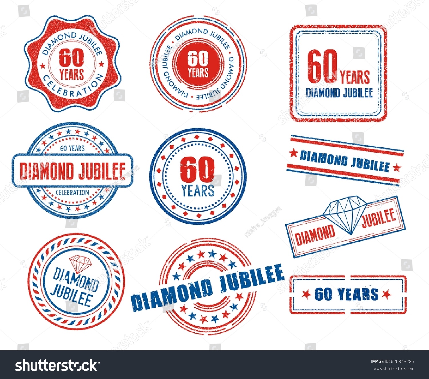 SVG of Set of various 60th anniversary Diamond Jubilee stamps svg