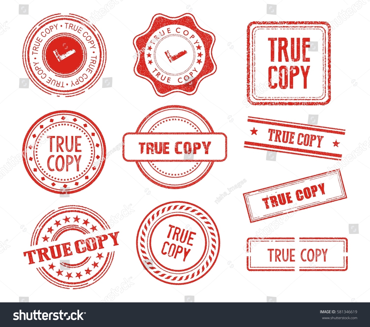 Set Various True Copy Stamps Stock Vector Royalty Free Shutterstock
