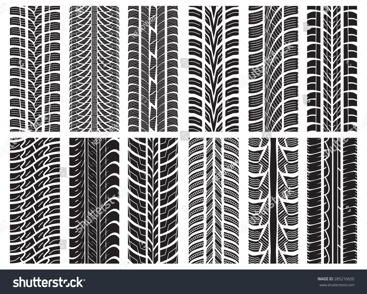 Set Various Tyre Treads Stock Vector (Royalty Free) 285216650 ...