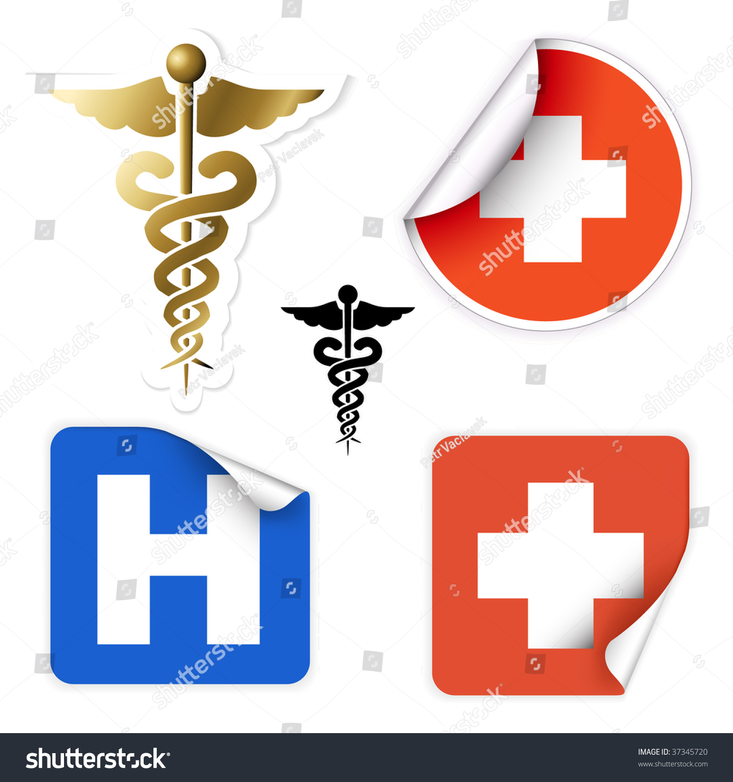 Set Of Various Vector Medical Symbols On Stickers - 37345720 : Shutterstock