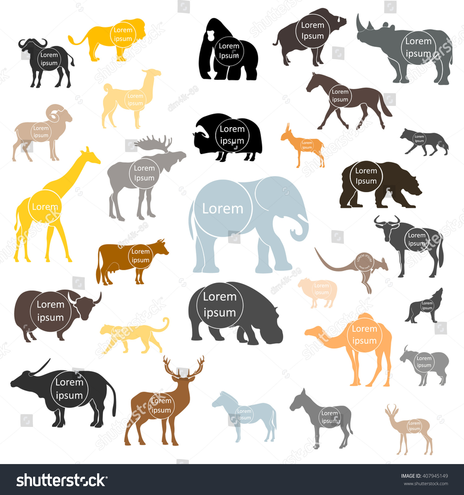 Set Vector Animals Logo Space Text Stock Vector 407945149 - Shutterstock