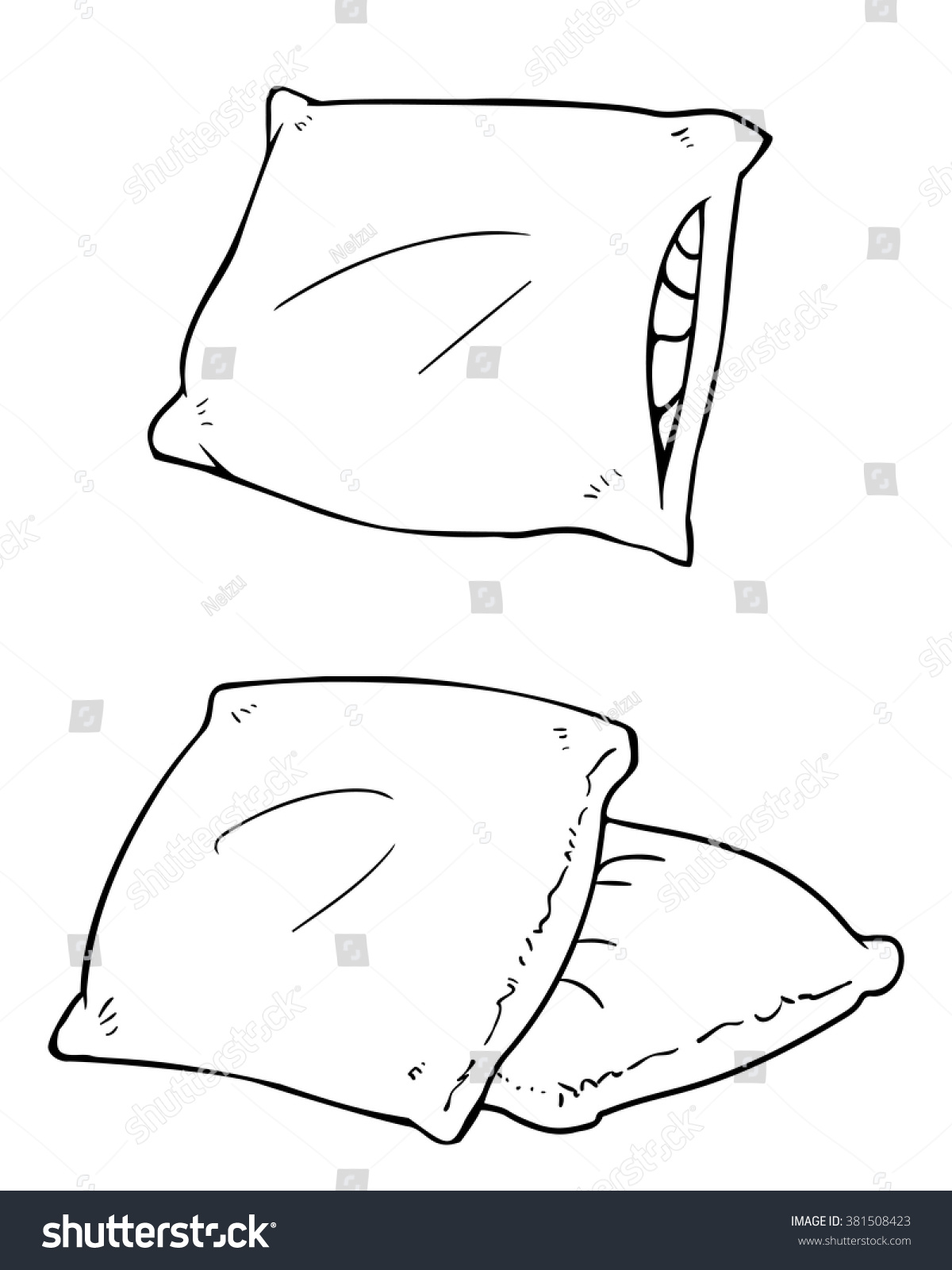 Set Vector Cartoon Bed Pillows Stock Vector 381508423 - Shutterstock