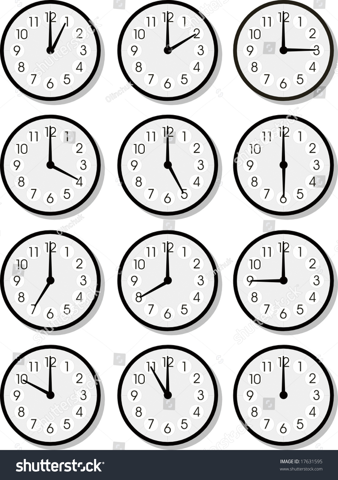 Set Of Vector Clock Faces - 17631595 : Shutterstock