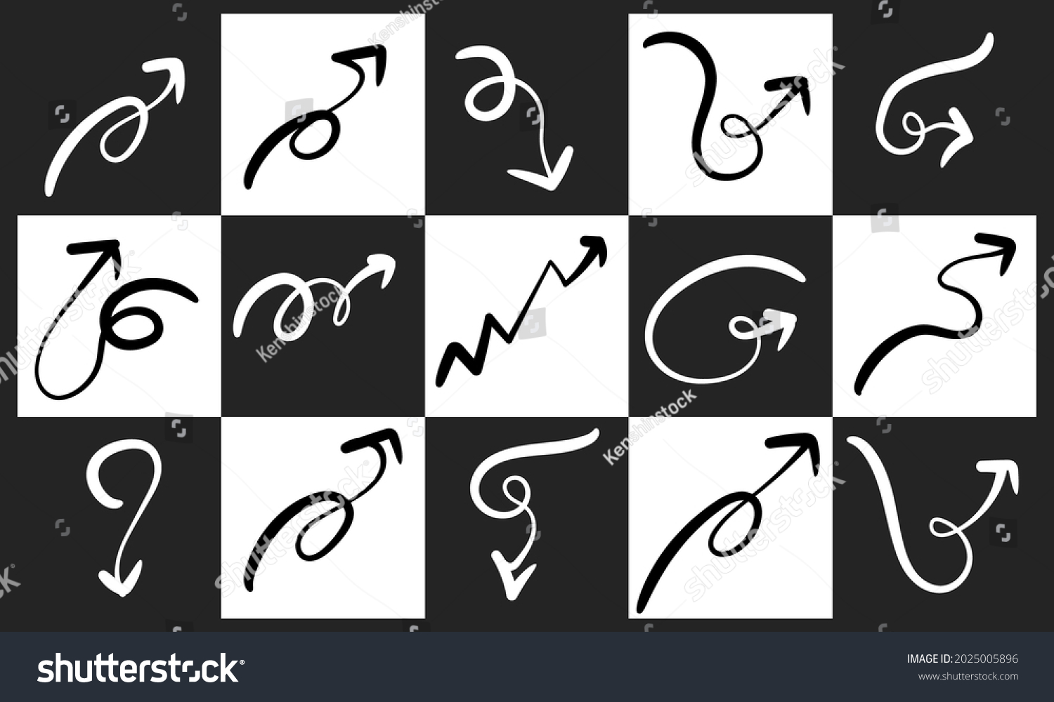 Set Vector Curved Arrows Hand Drawn Stock Vector Royalty Free 2025005896 Shutterstock 8291
