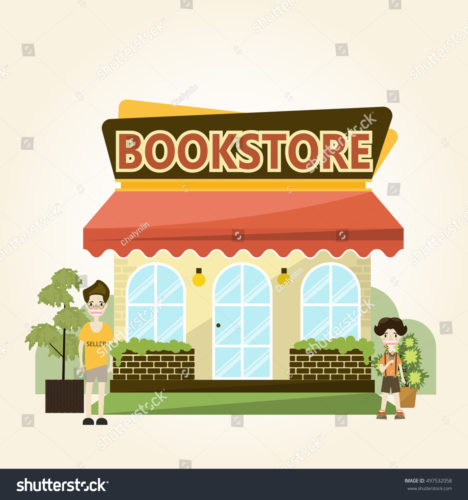 Set Vector Detailed Flat Design Bookstore Stock Vector (Royalty Free ...