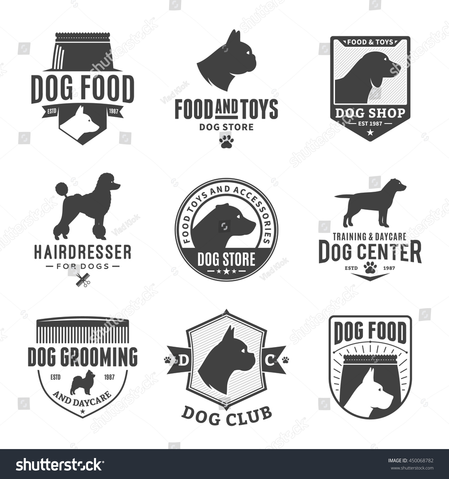 Set Vector Dog Logo Icons Dog Stock Vector 450068782 - Shutterstock