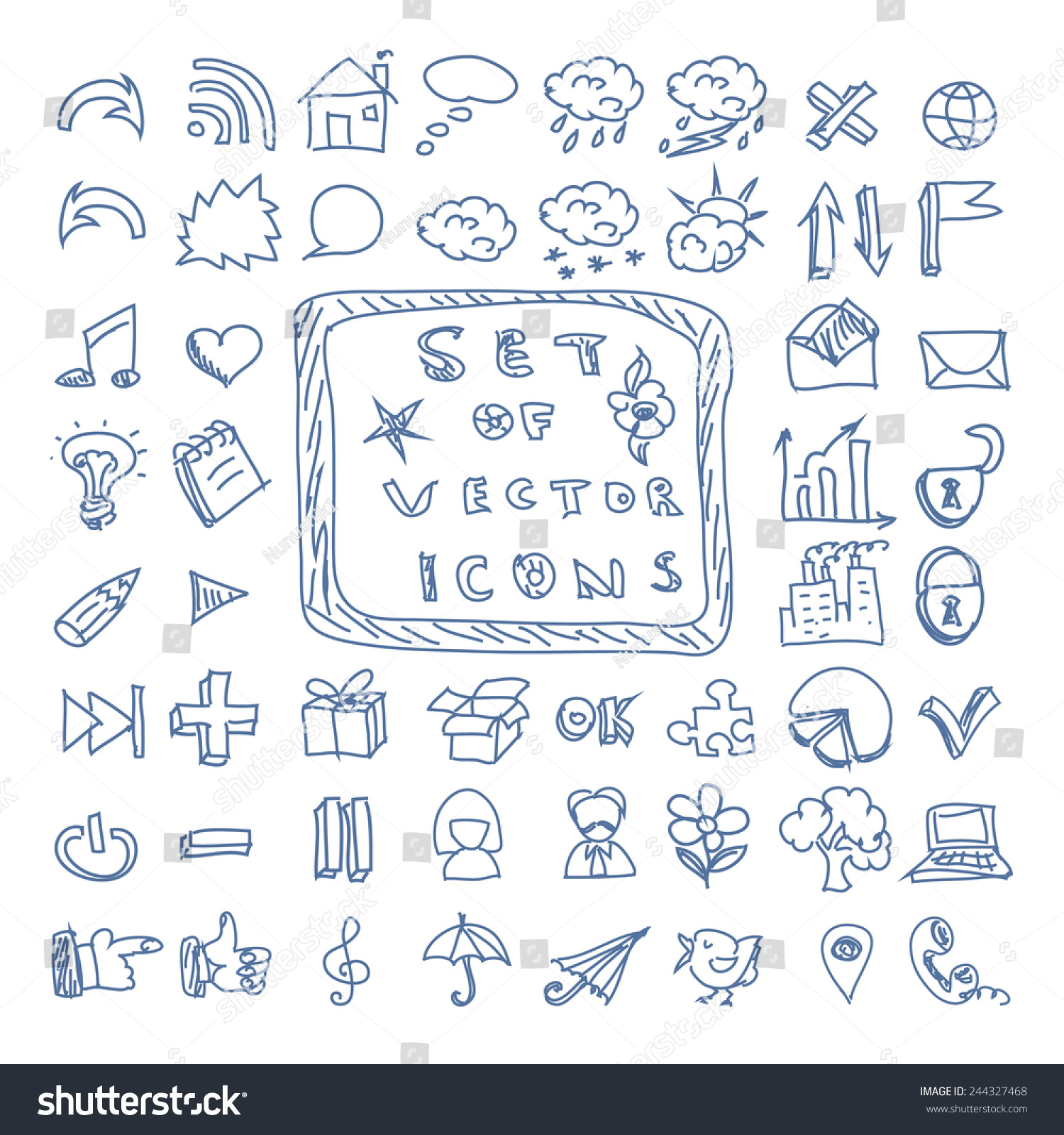 Set Of Vector Doodles Icons 244327468 Shutterstock