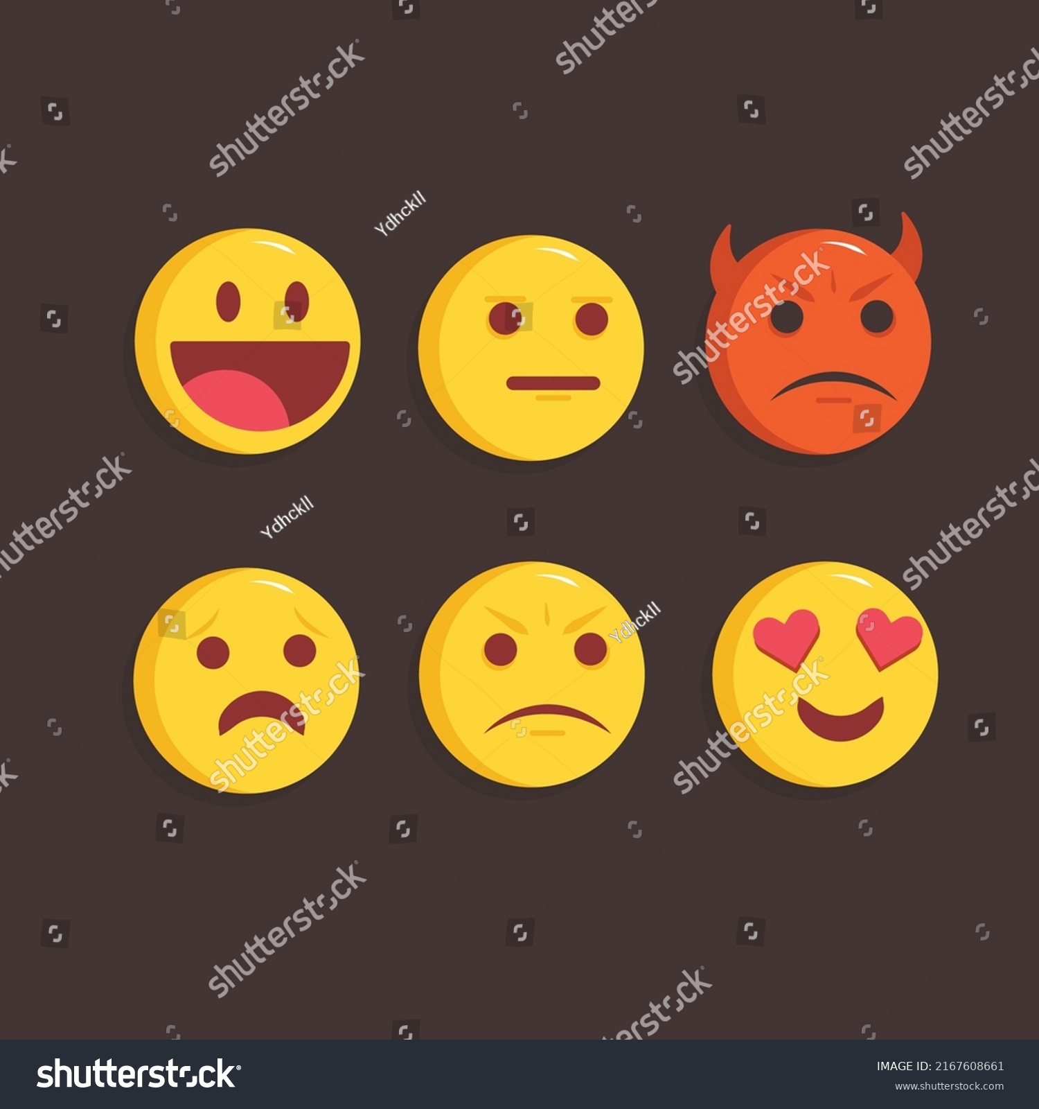 Set Vector Emoji Cute Design Stock Vector (Royalty Free) 2167608661 ...