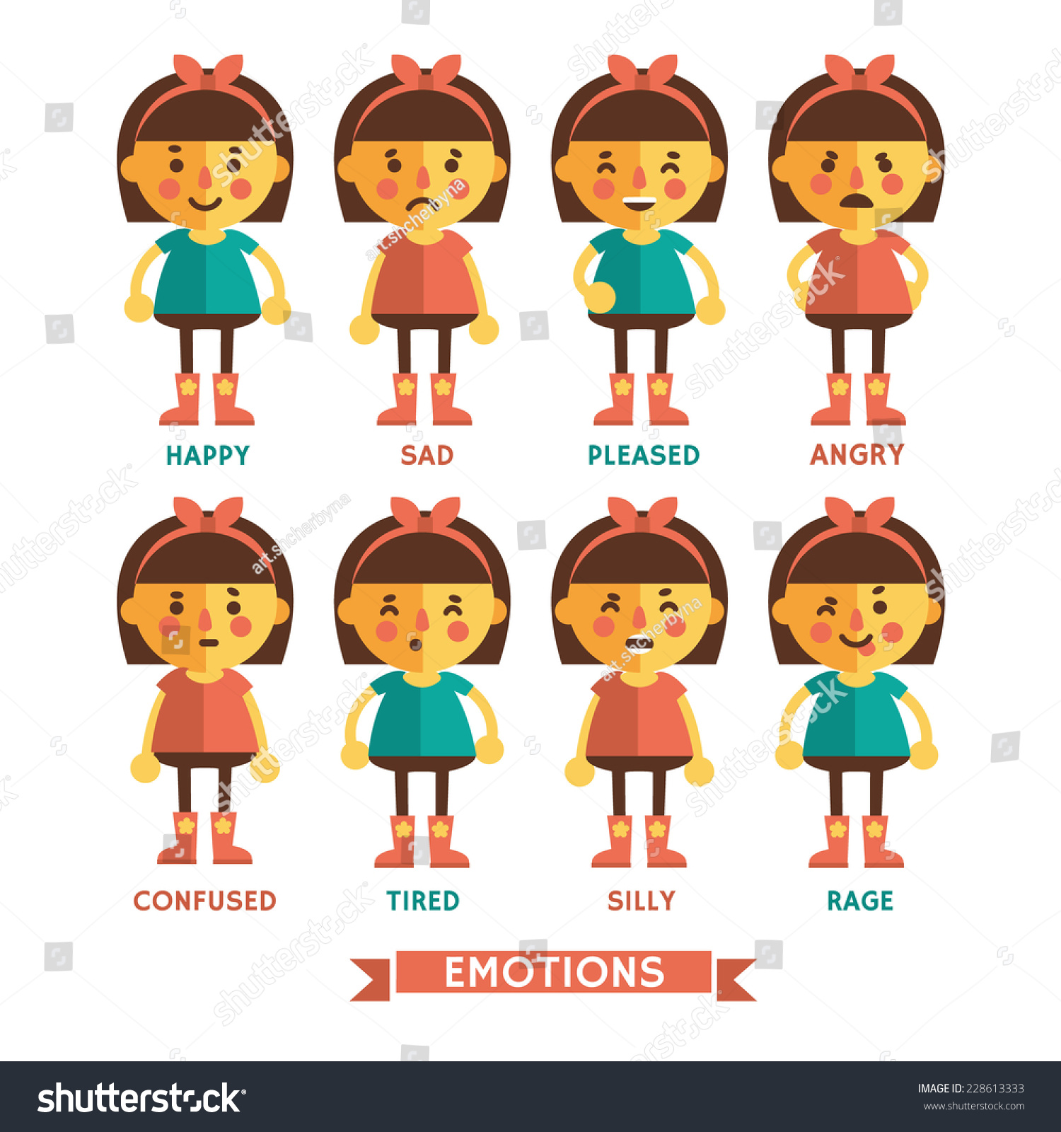 Set Vector Emotions Character Flat Style Stock Vector 228613333 ...