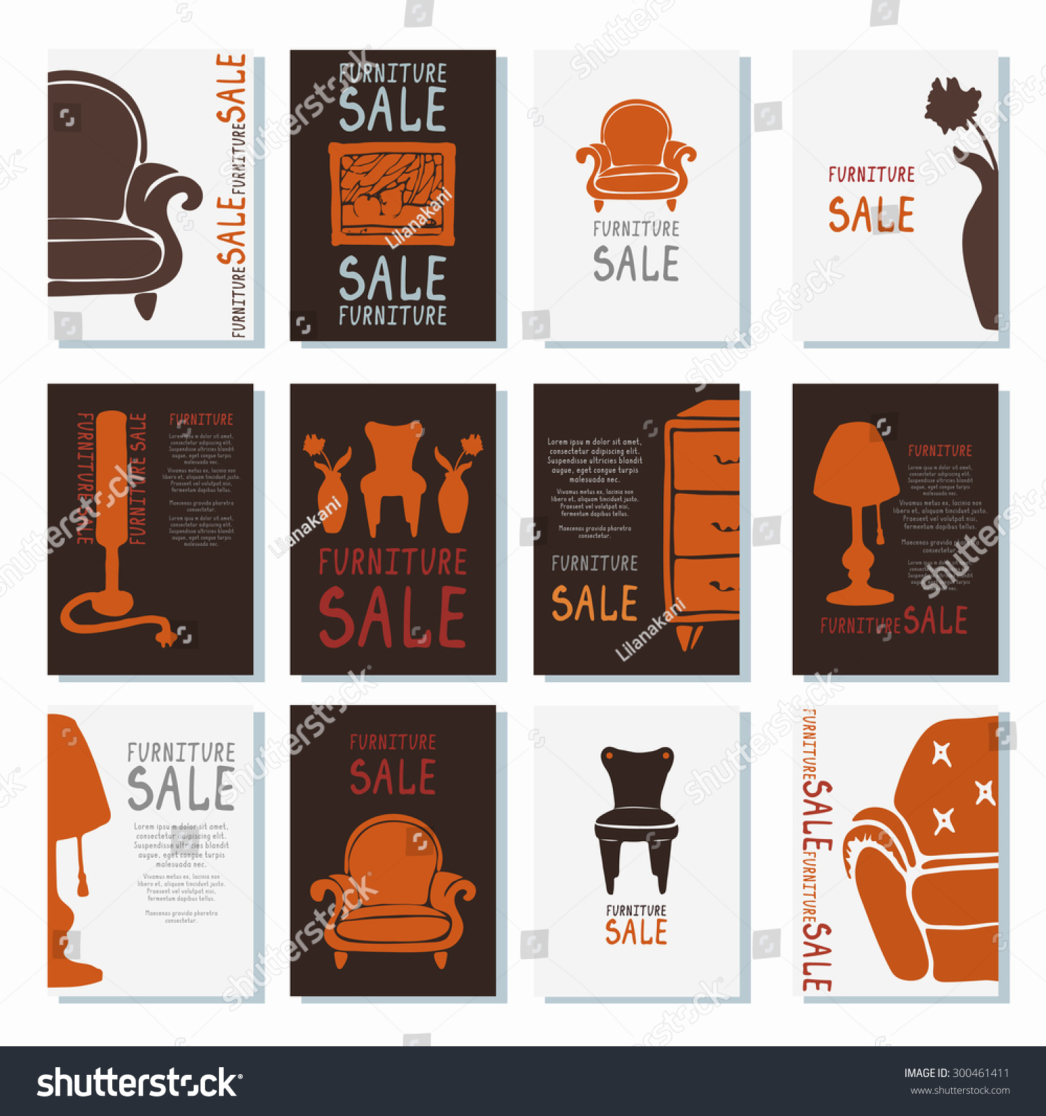 Set Vector Furniture Template Layout Brochure Stock Vector 300461411 Shutterstock Furniture Size Templates