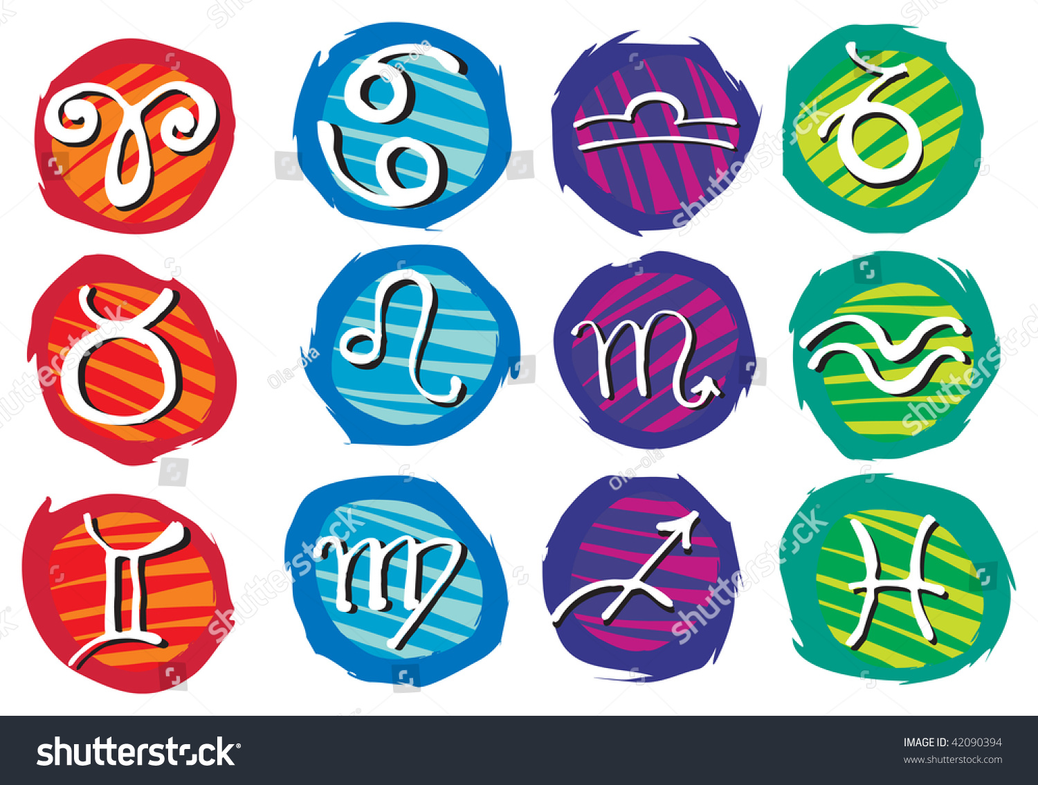 Set Vector Icons Circular Zodiac Stock Vector 42090394 - Shutterstock