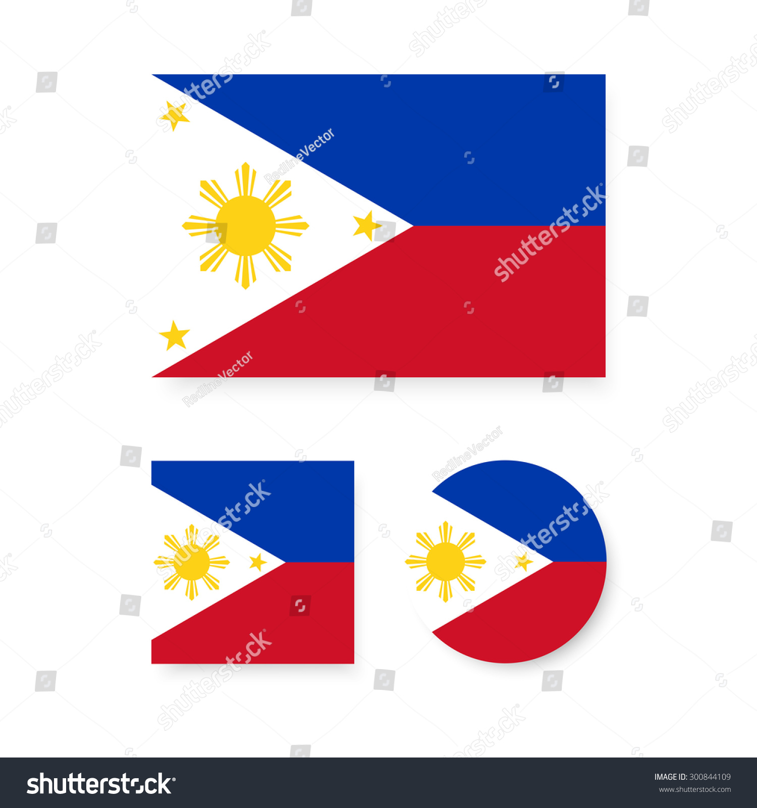 Set Vector Icons Flag Philippines Stock Vector (Royalty Free) 300844109 ...