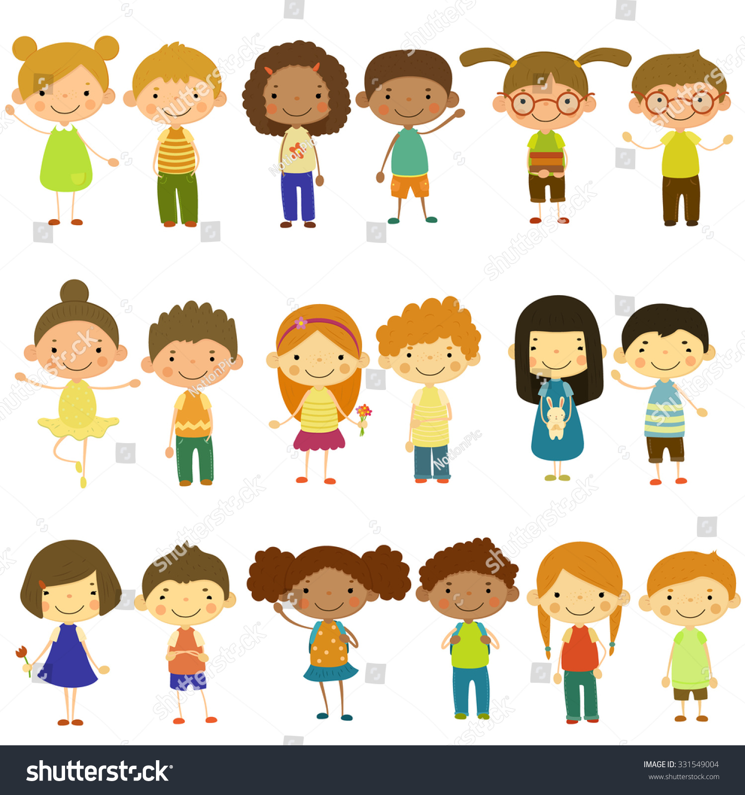 Set Of Vector Kids Of Different Lifestyles And Cultures. Flat Design ...